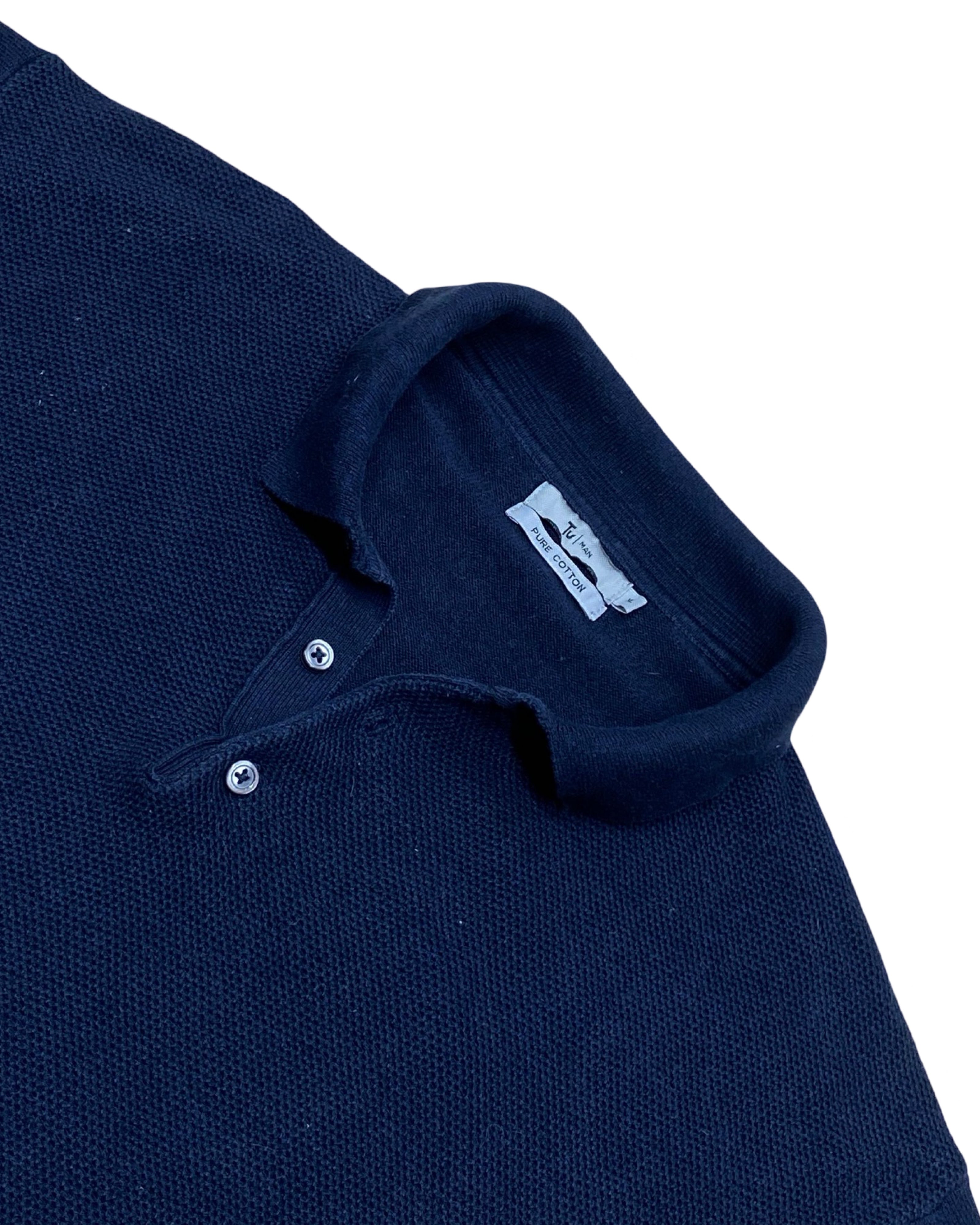 TU Man Navy Blue Knitted Polo Shirt | XL | Chest 25”