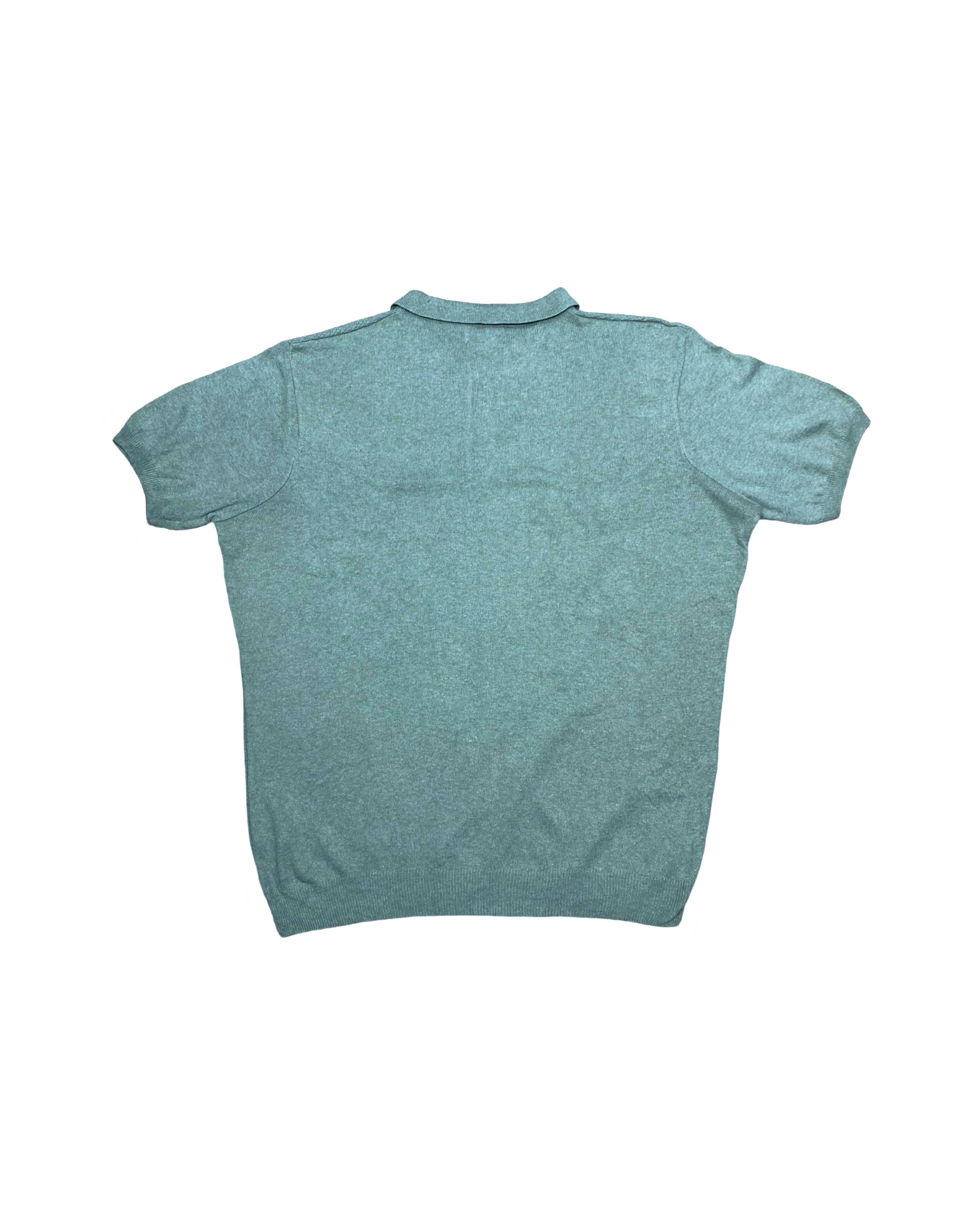 George Sage Green Textured Knit Polo Shirt | XXL | Chest 27”