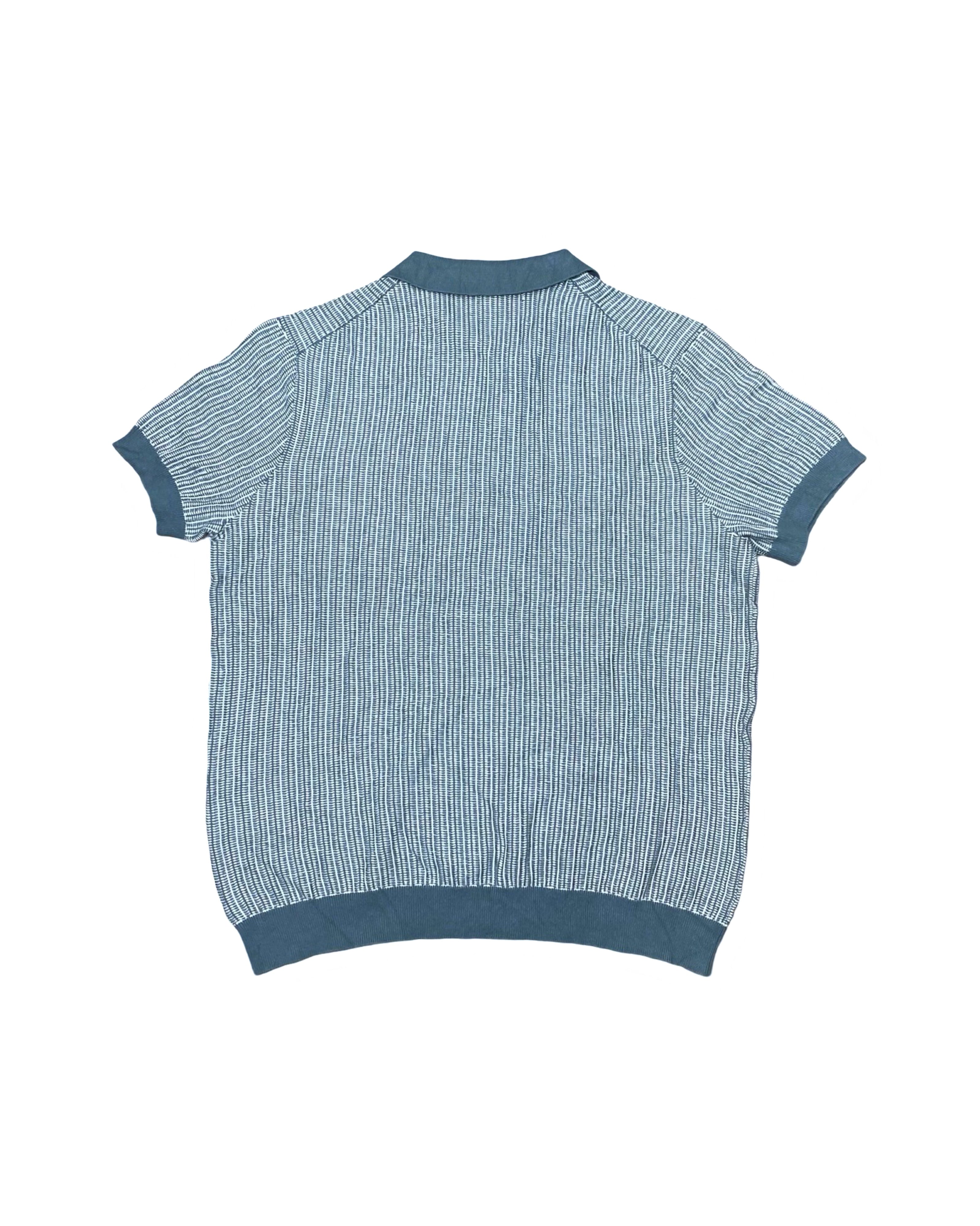 RIVER ISLAND Textured Striped Polo Shirt | XL | Chest 23”