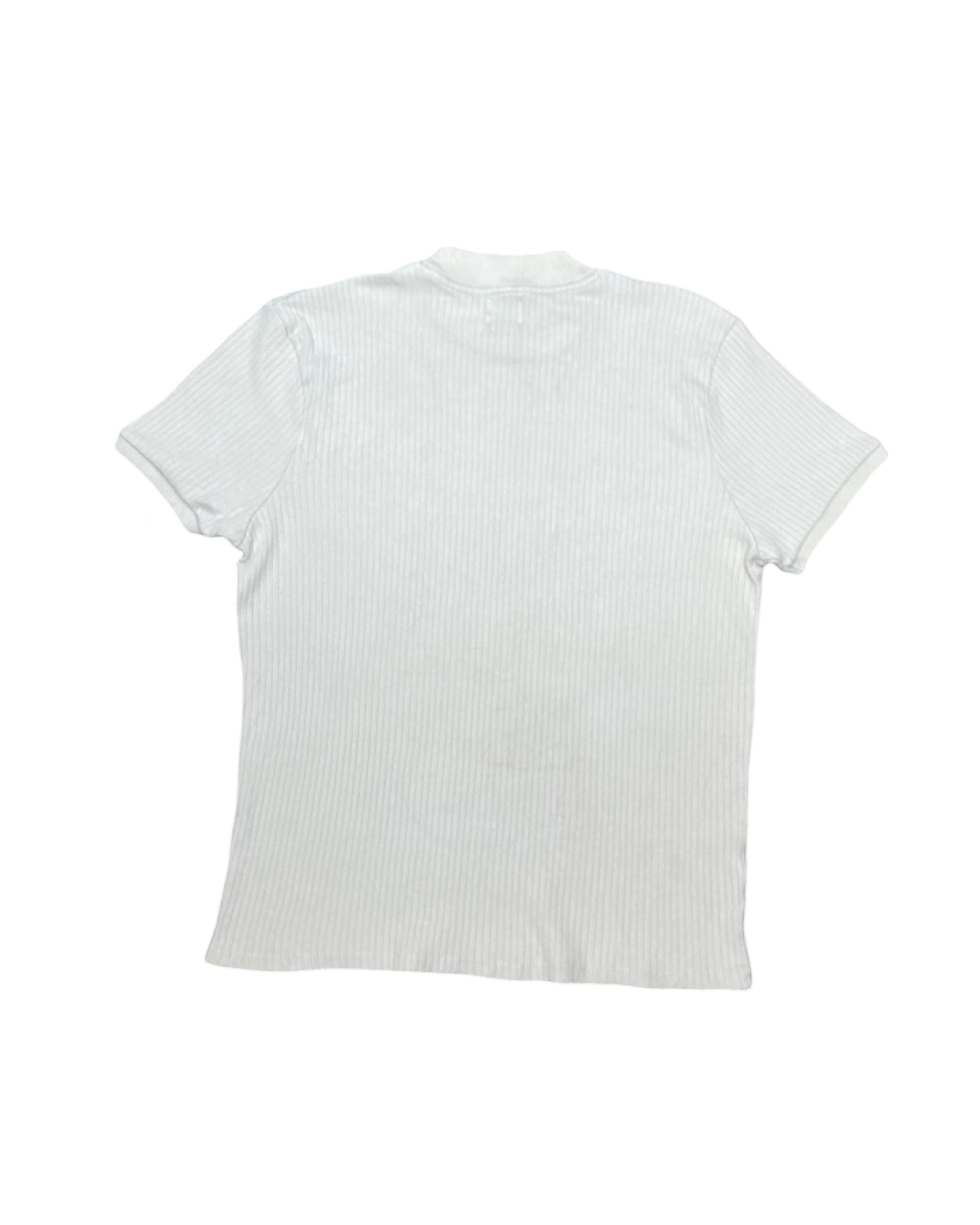 ZARA Ivory Ribbed Knit Fitted T-Shirt | Medium | Chest 20”