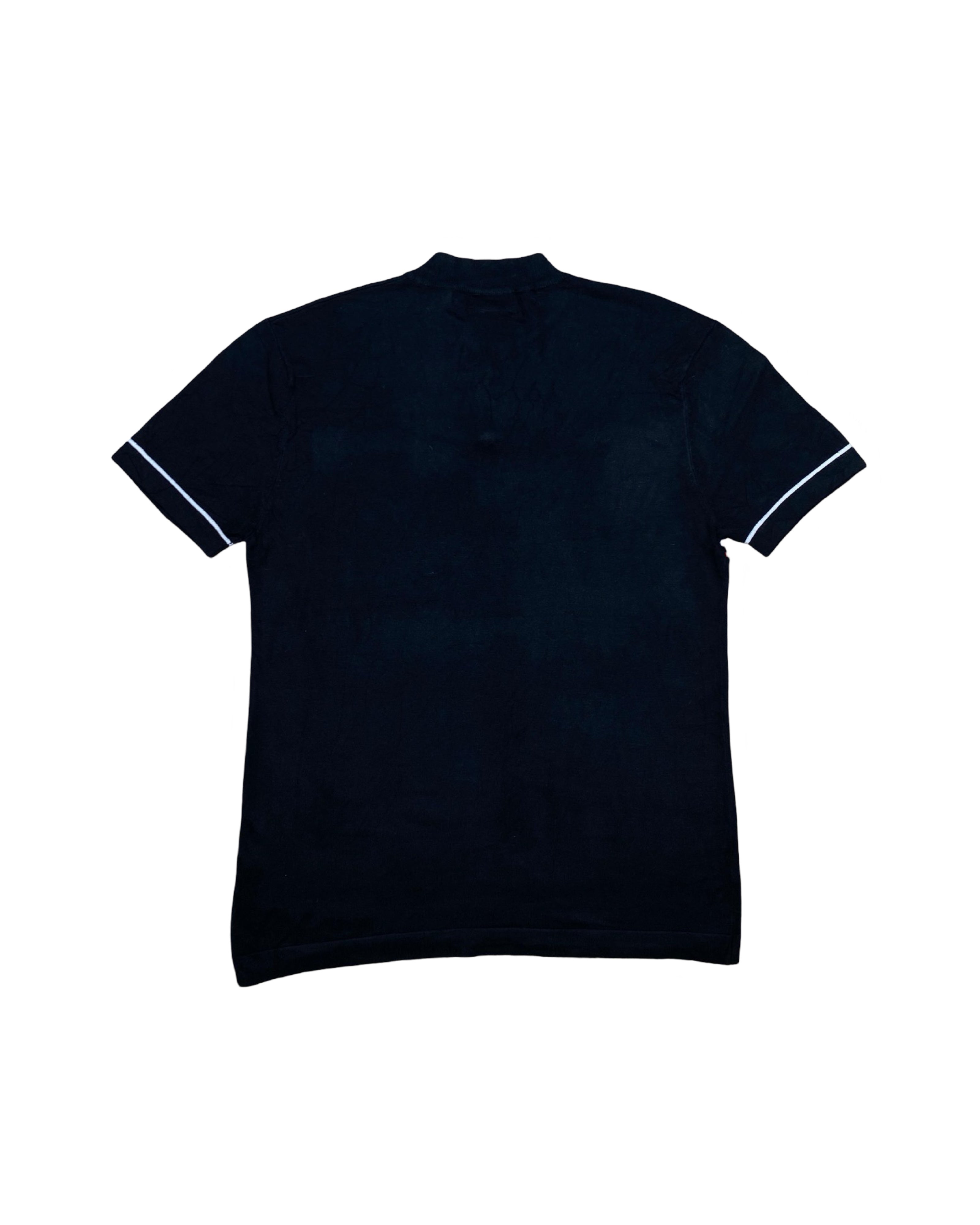 ZARA MAN Navy Quarter Zip Stripe Knit Shirt | Large | Chest 21”