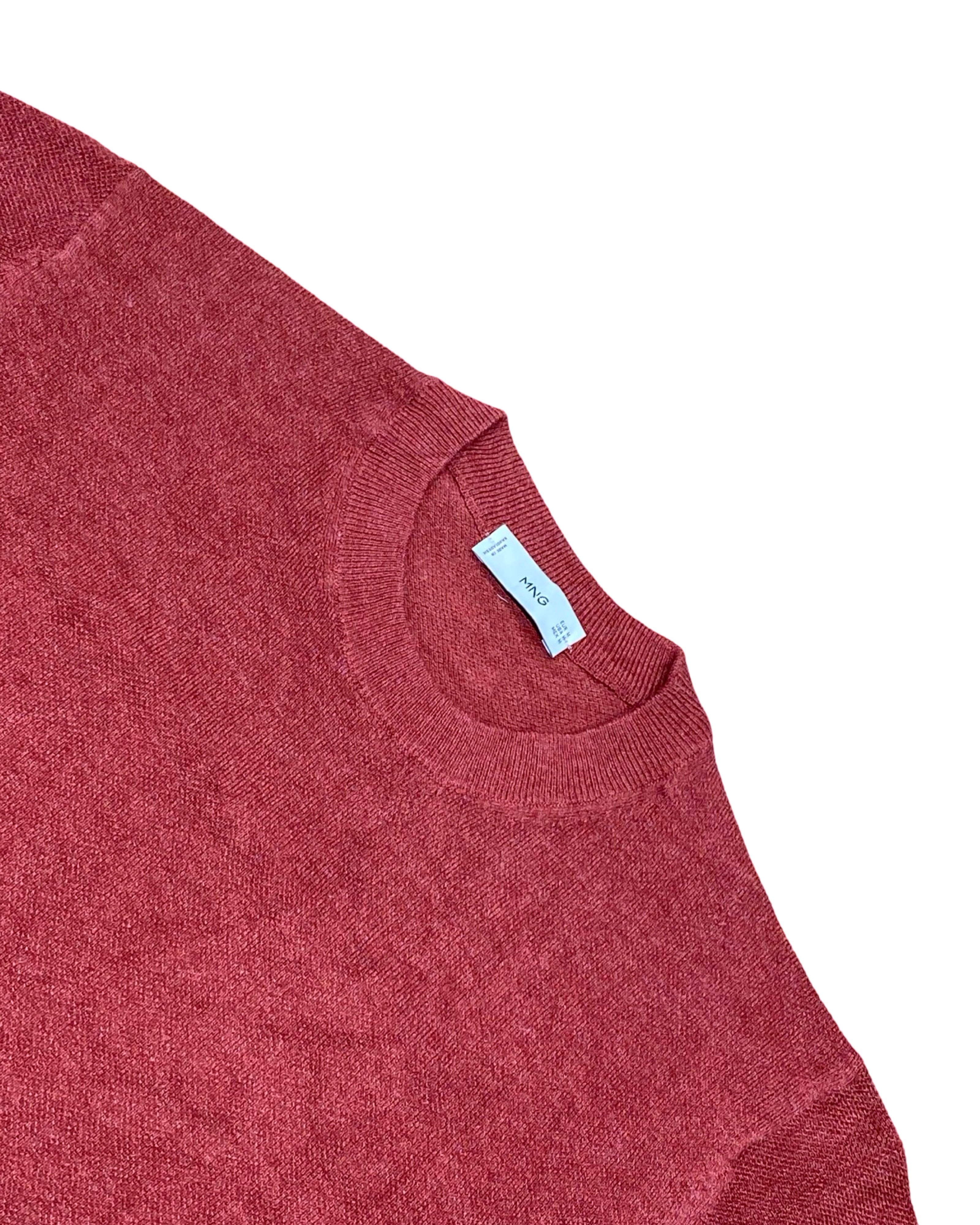 MANGO Brick Red Short Sleeve Knit Sweater Tee | Medium | Chest 21”