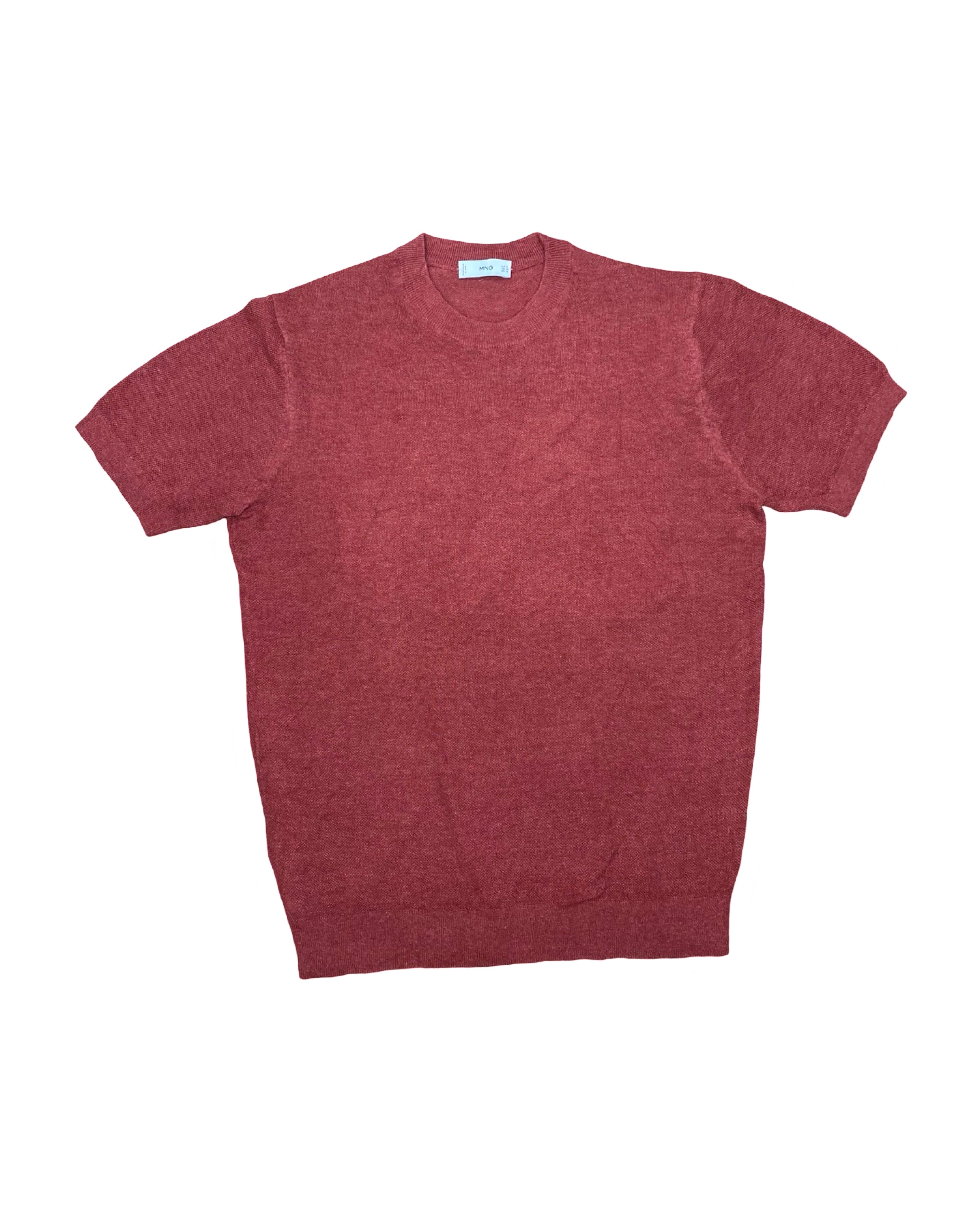 MANGO Brick Red Short Sleeve Knit Sweater Tee | Medium | Chest 21”