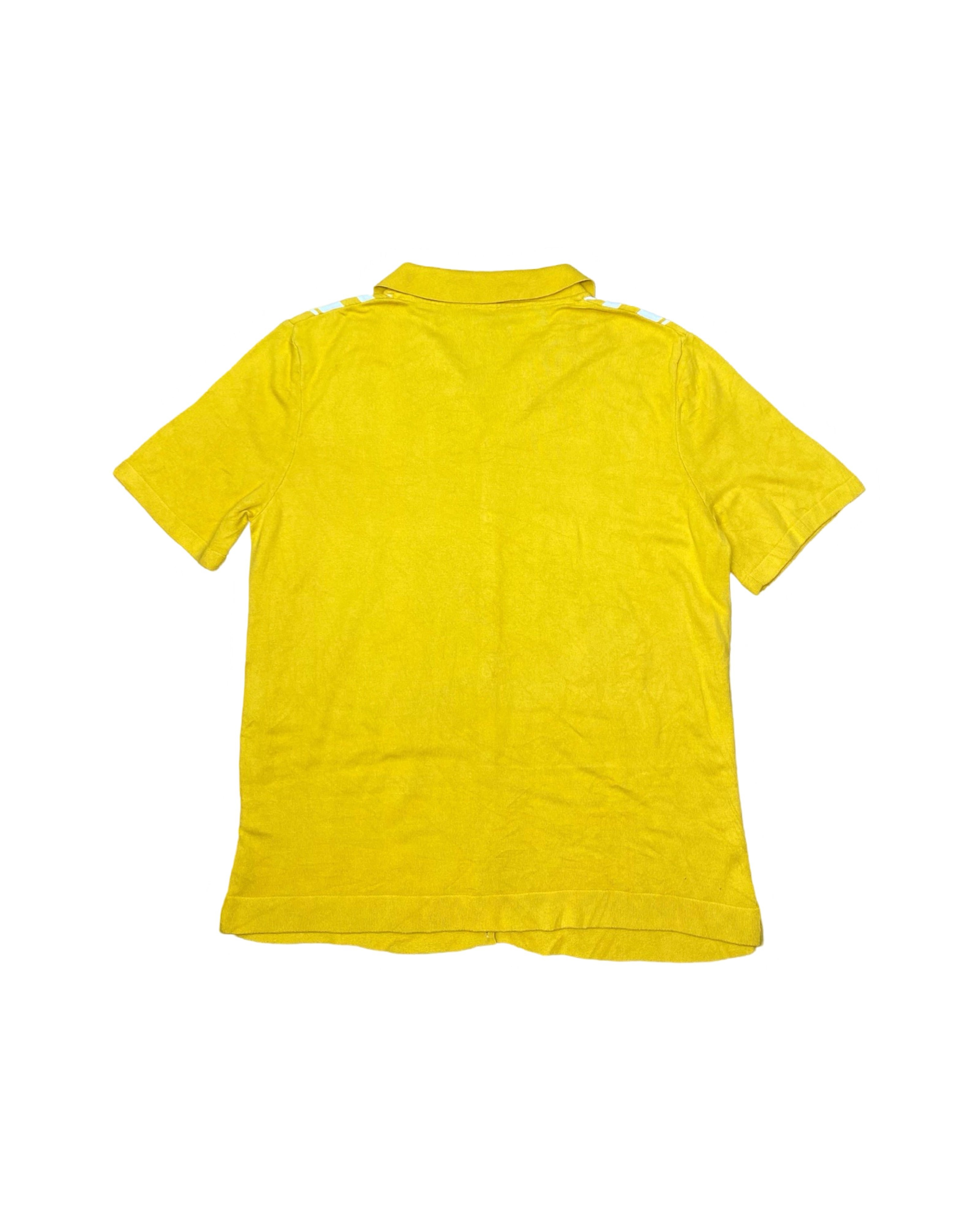 George Yellow & White Vertical Stripe Knit Shirt | Large | Chest 22”