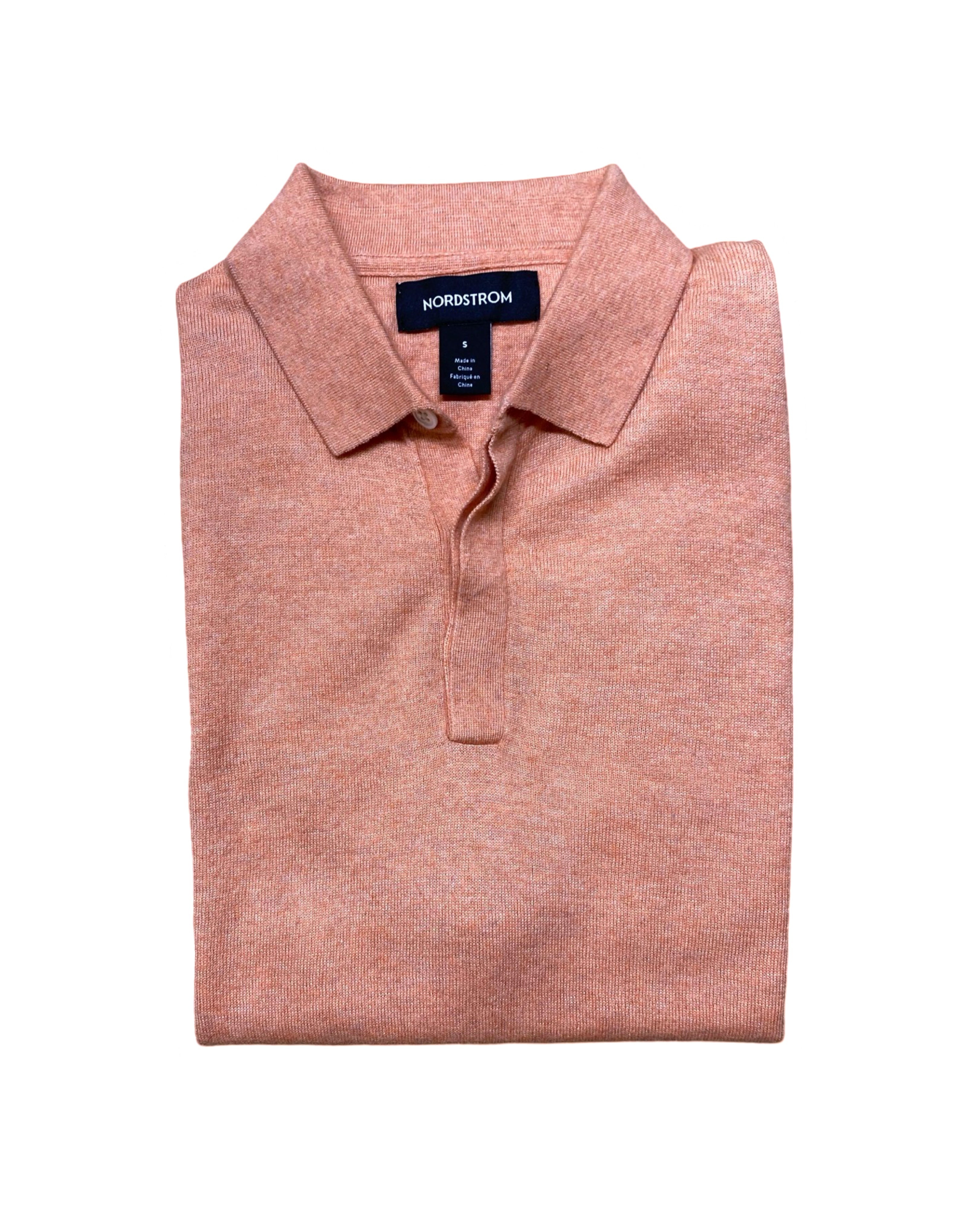 Nordstrom Peach Knit Polo Shirt | Small | Chest 19”