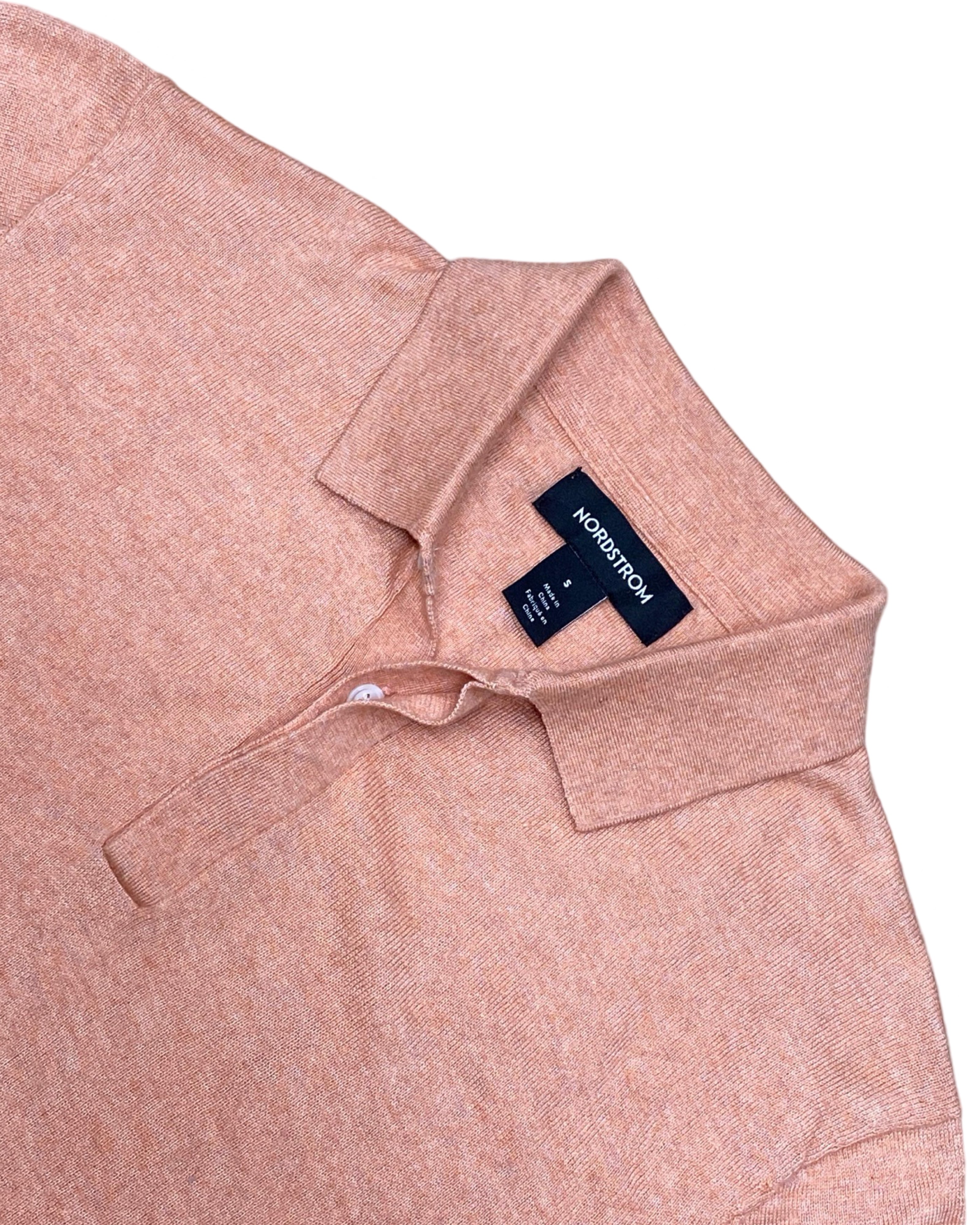 Nordstrom Peach Knit Polo Shirt | Small | Chest 19”