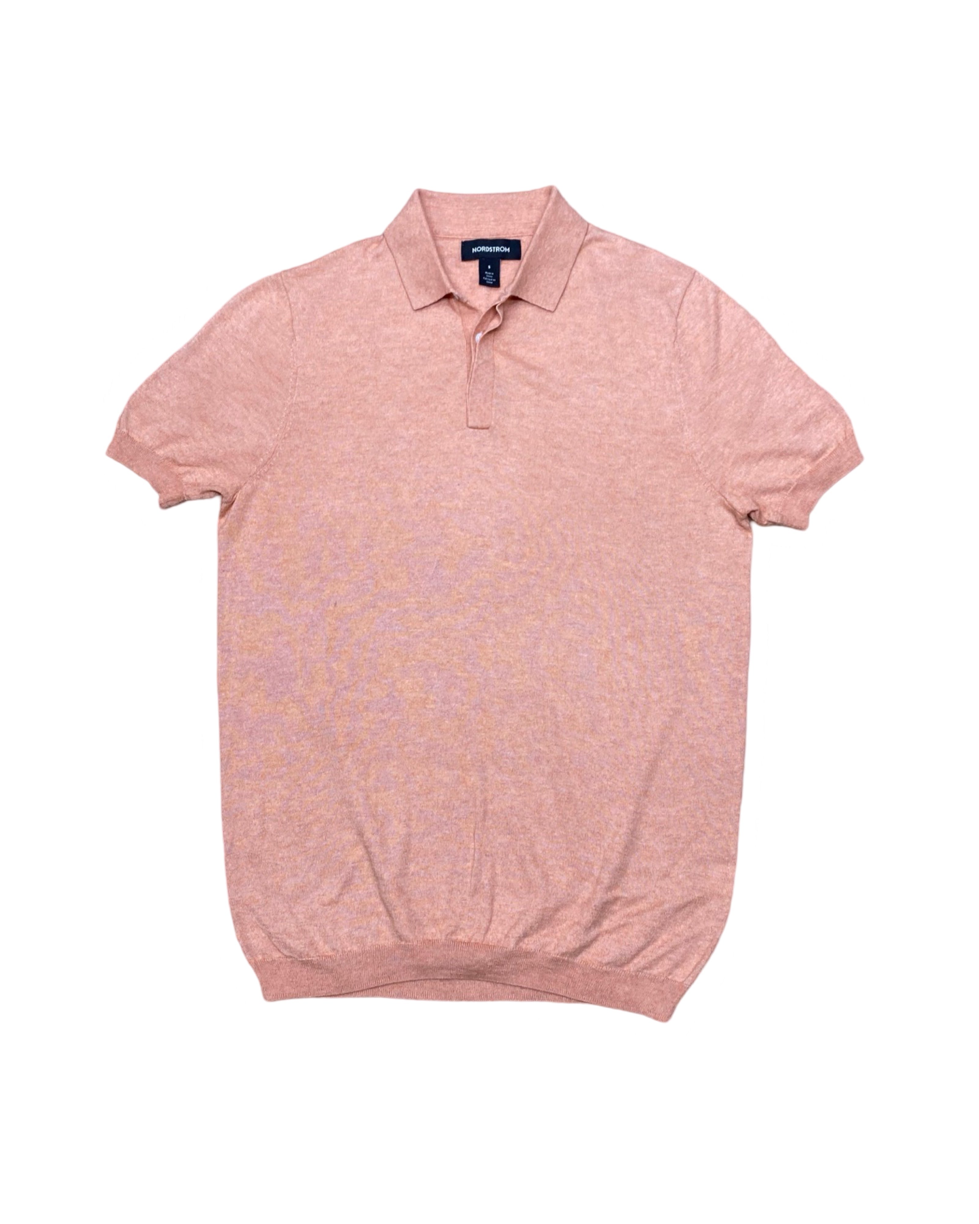 Nordstrom Peach Knit Polo Shirt | Small | Chest 19”