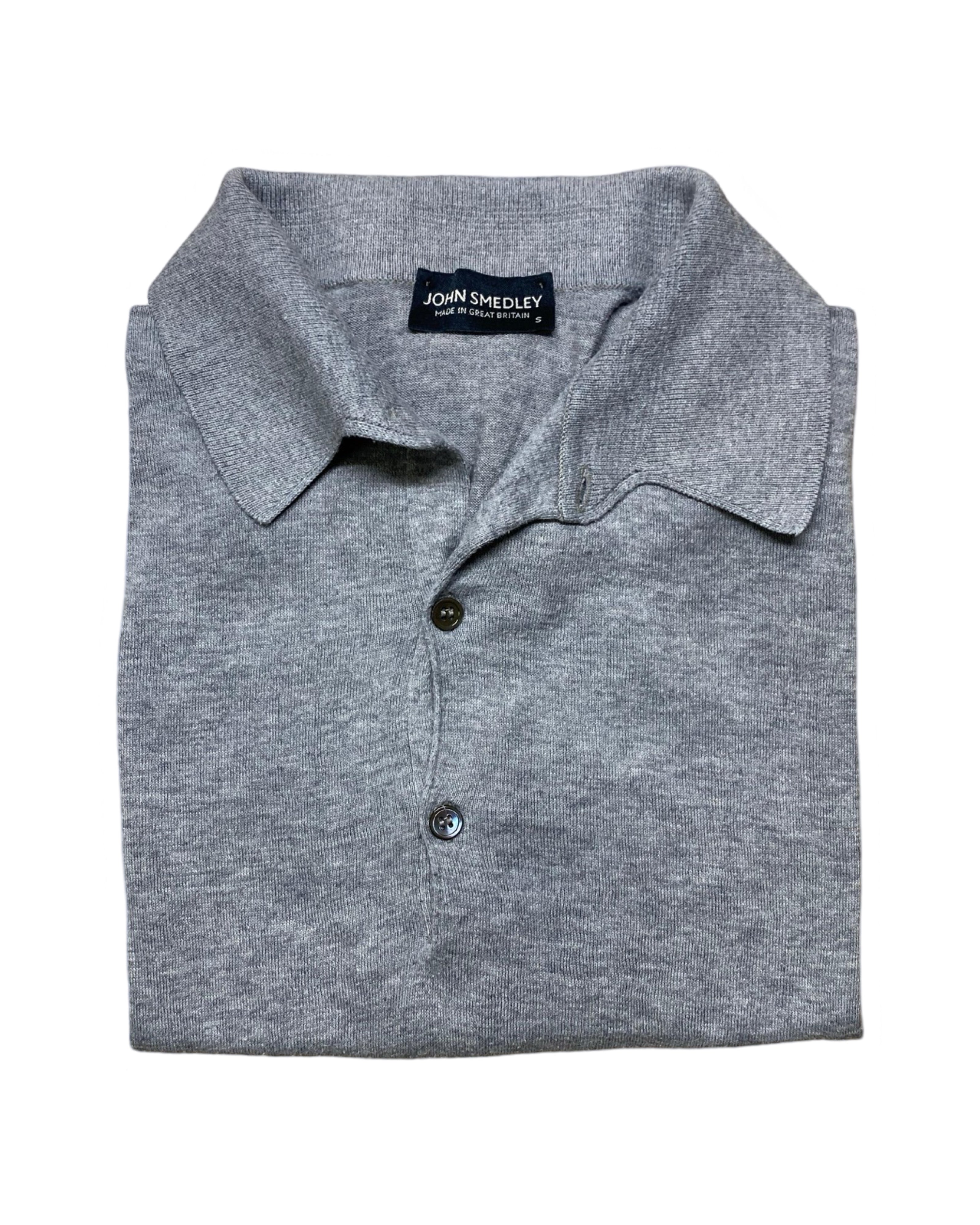 John Smedley Grey Knit Polo Shirt | Small | Chest 20”