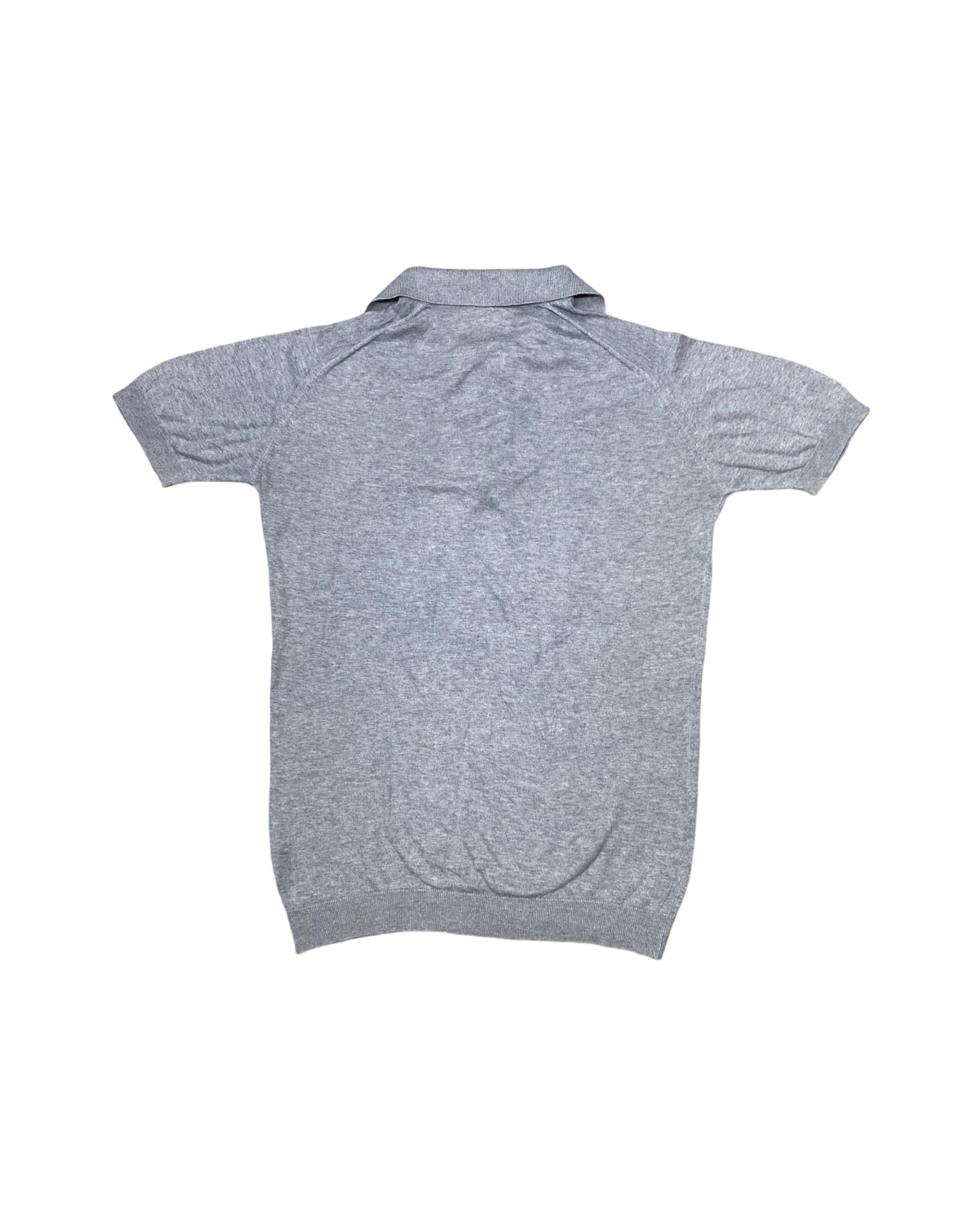 John Smedley Grey Knit Polo Shirt | Small | Chest 20”