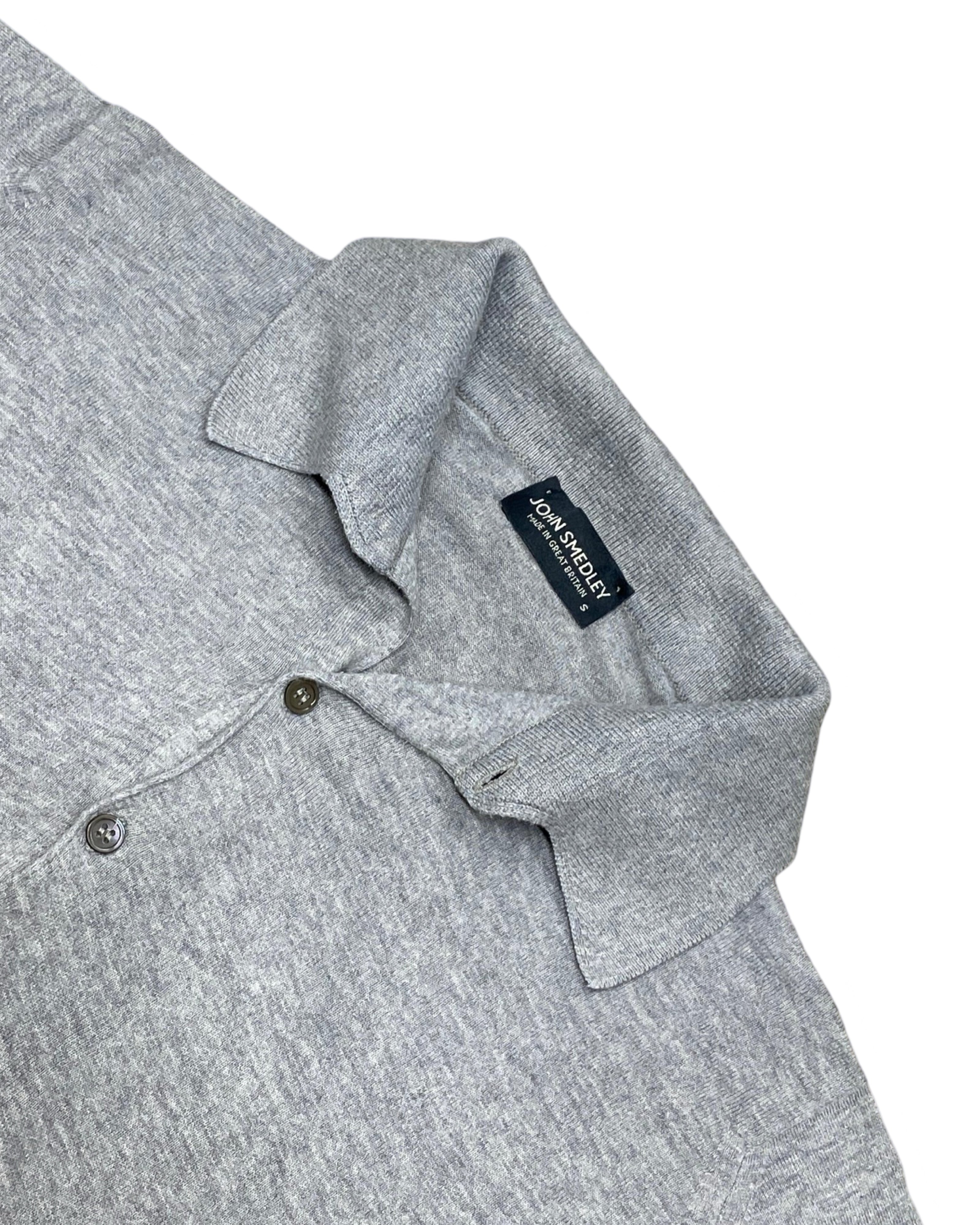 John Smedley Grey Knit Polo Shirt | Small | Chest 20”