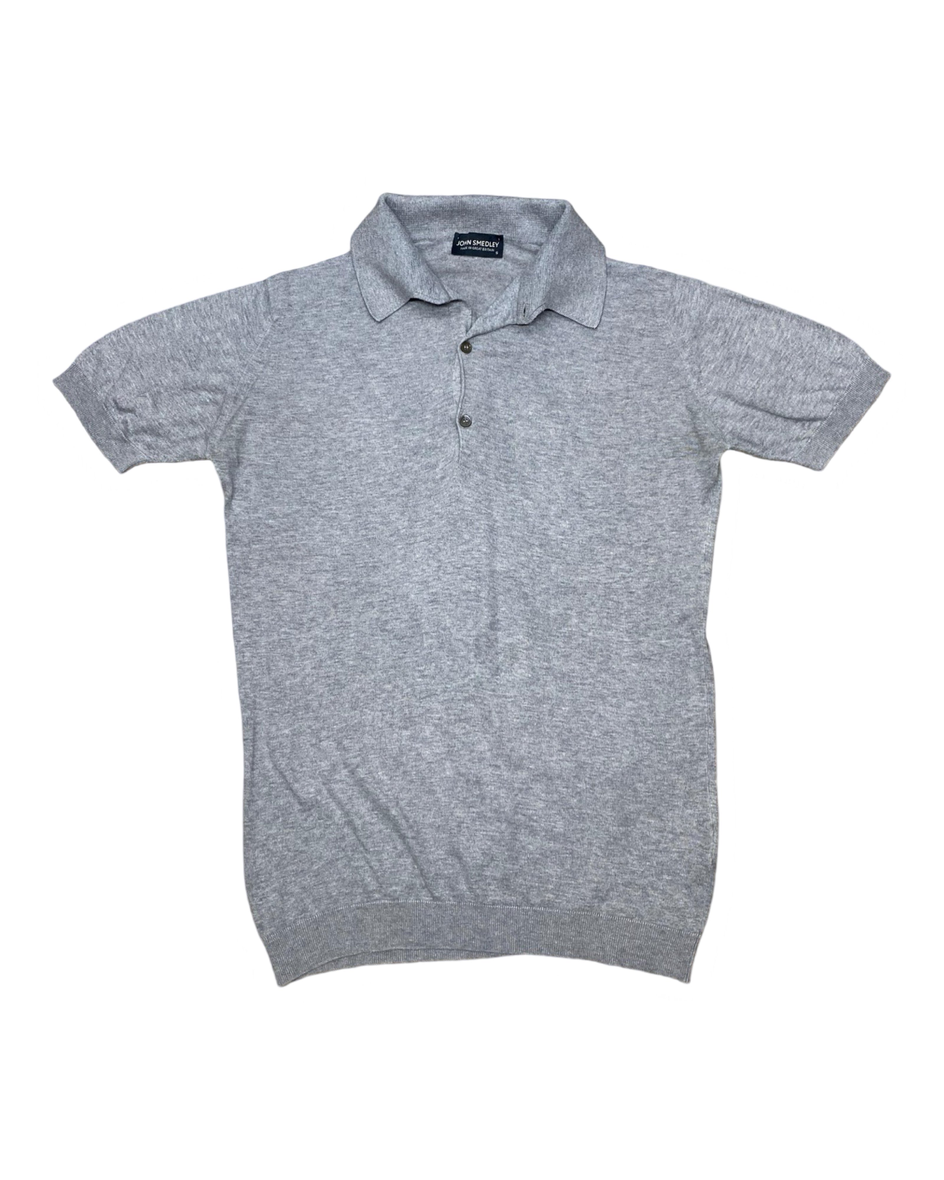 John Smedley Grey Knit Polo Shirt | Small | Chest 20”