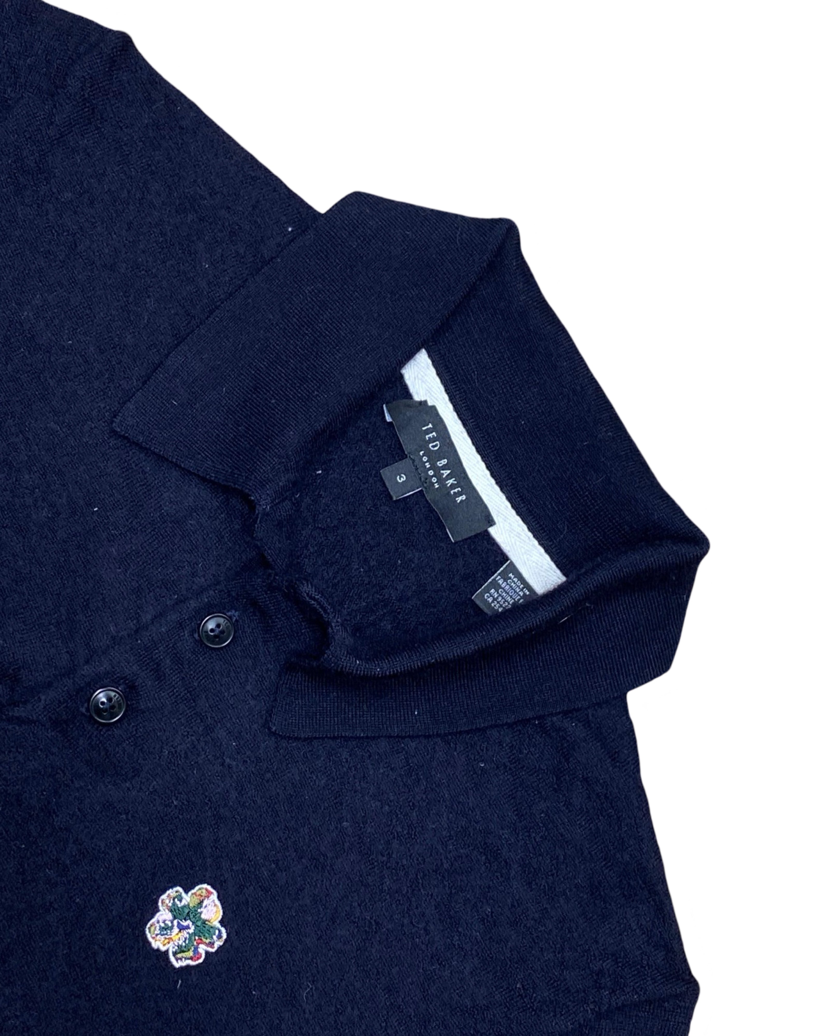 Ted Baker Navy Blue Embroidered Polo Shirt | Small | Chest 18”