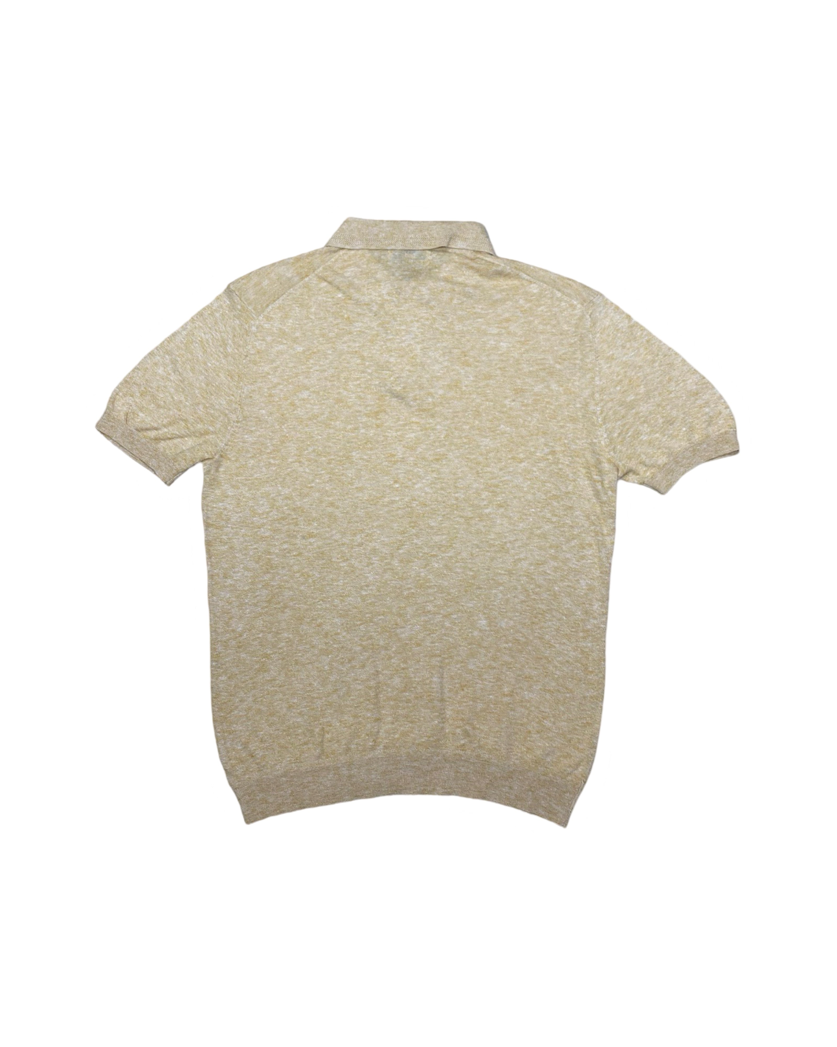 Mango Heathered Yellow Knit Polo Shirt | Medium | Chest 20.5”