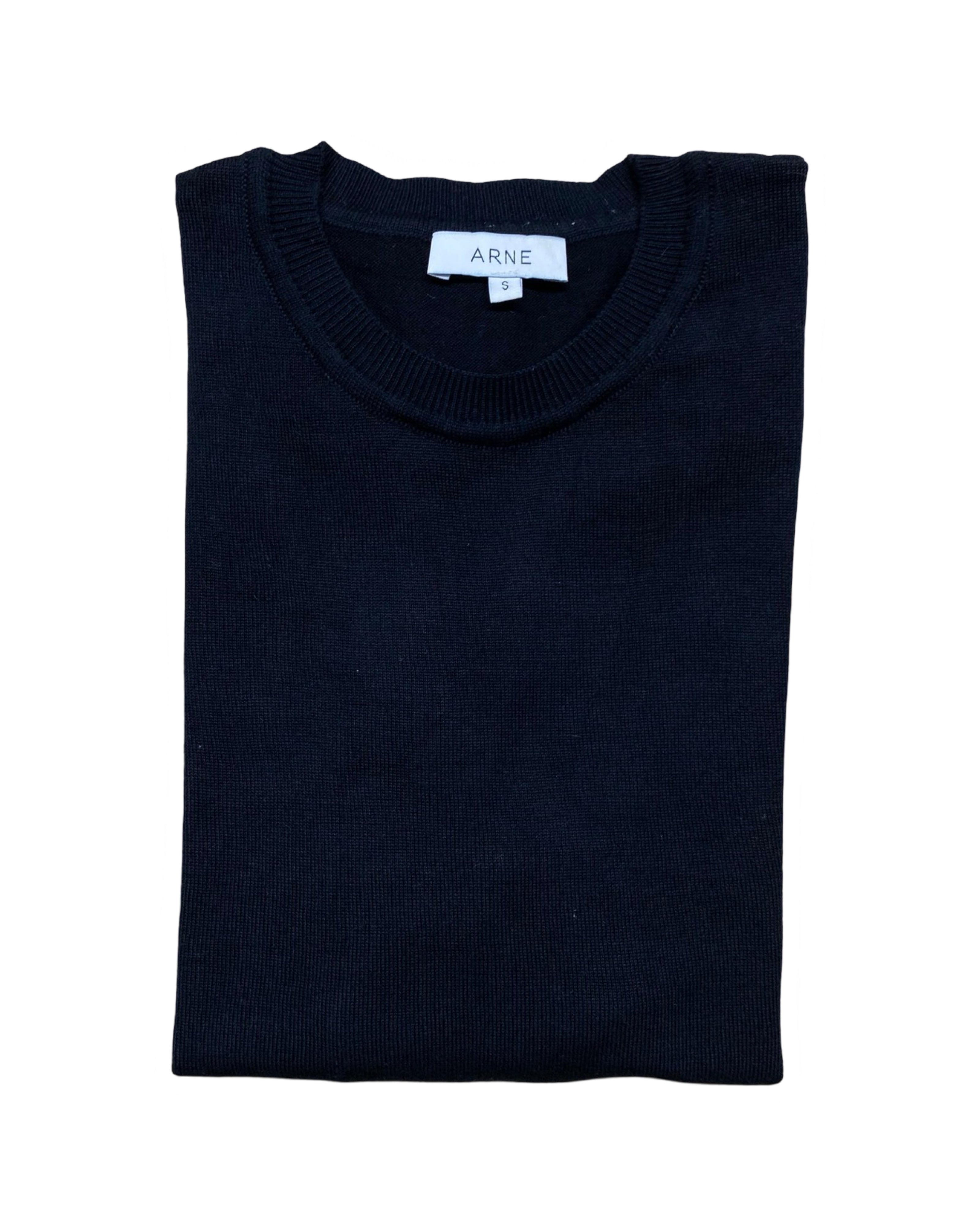 ARNE Black Knit Crewneck Tee | Small | Chest 19.5”
