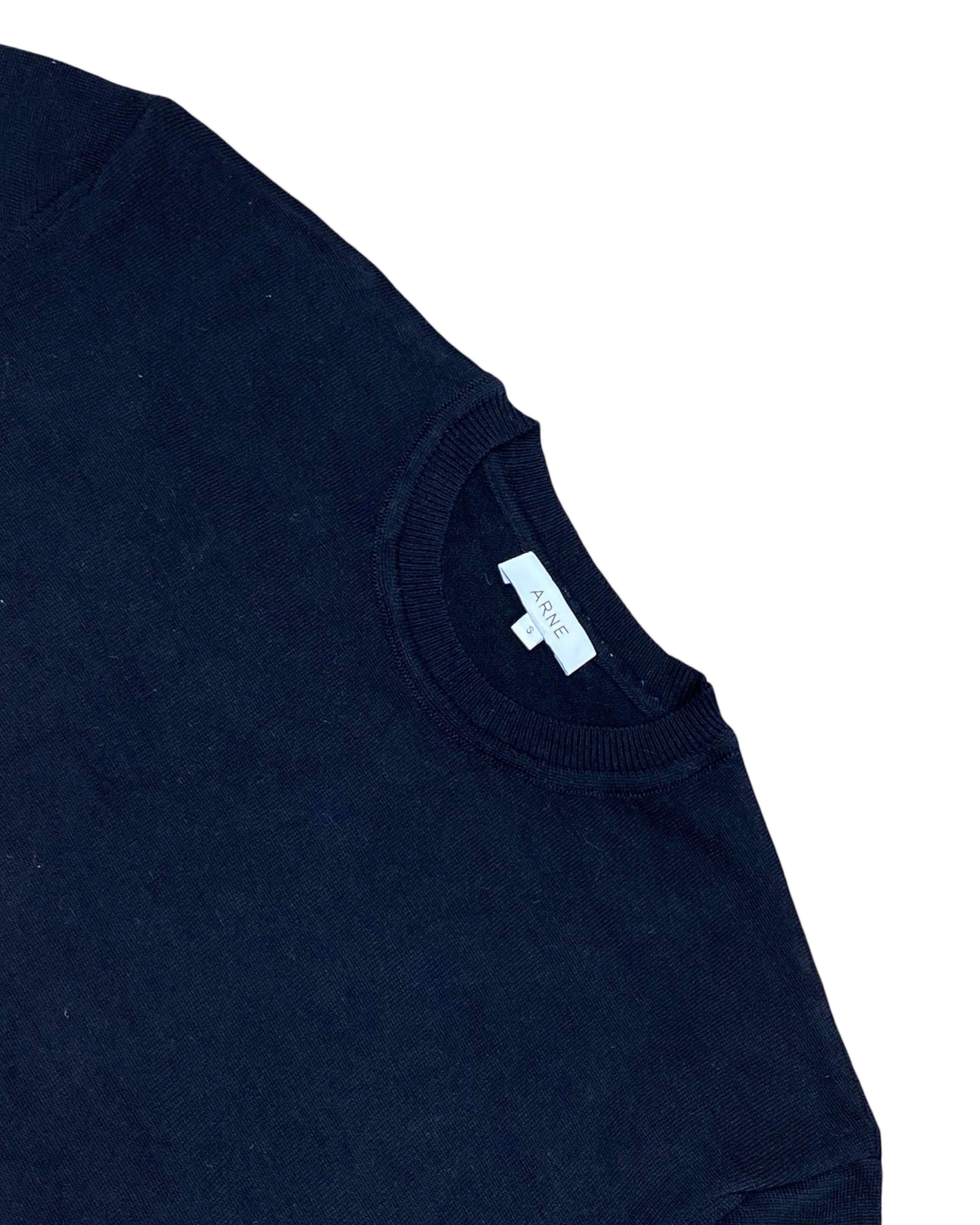 ARNE Black Knit Crewneck Tee | Small | Chest 19.5”