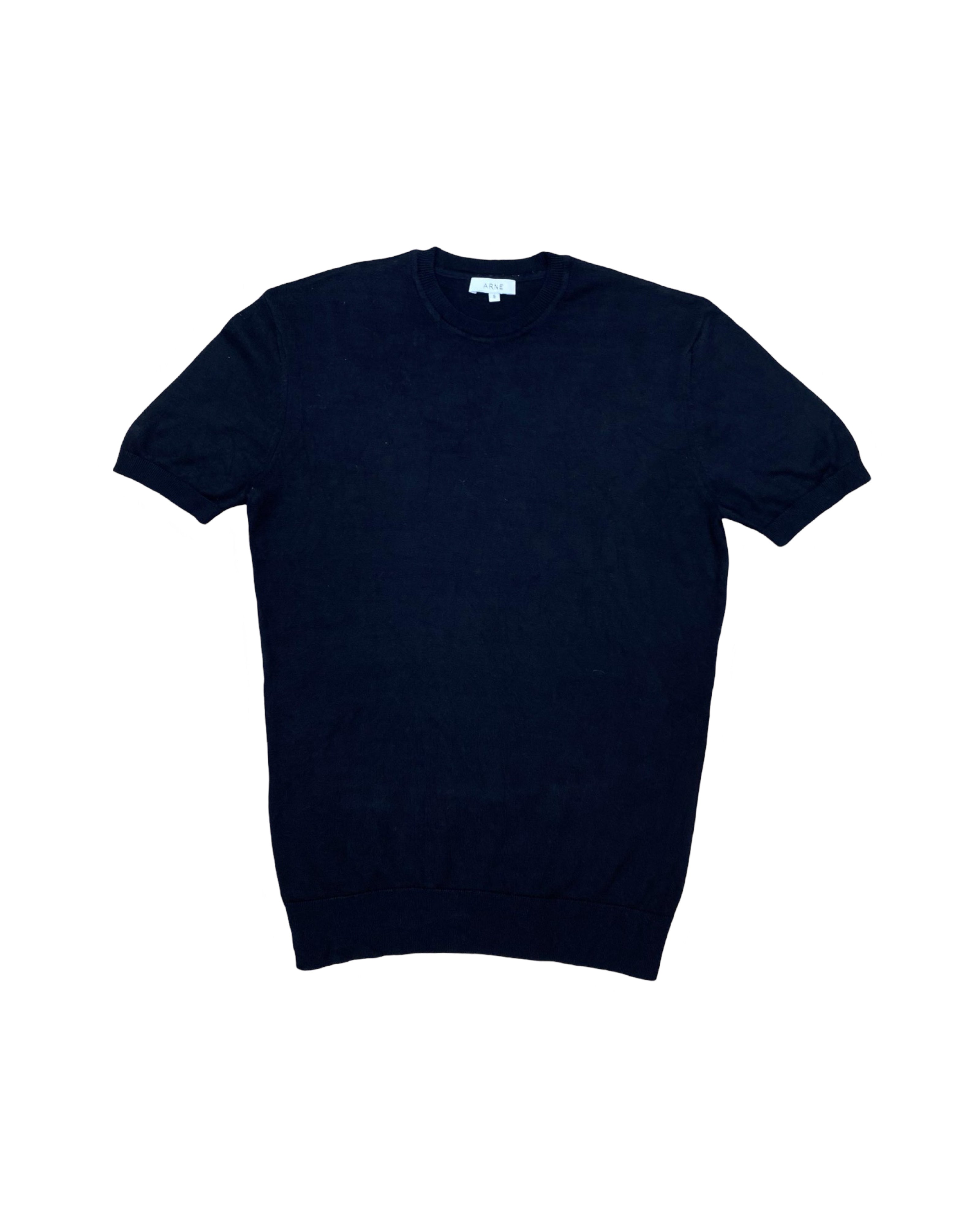 ARNE Black Knit Crewneck Tee | Small | Chest 19.5”