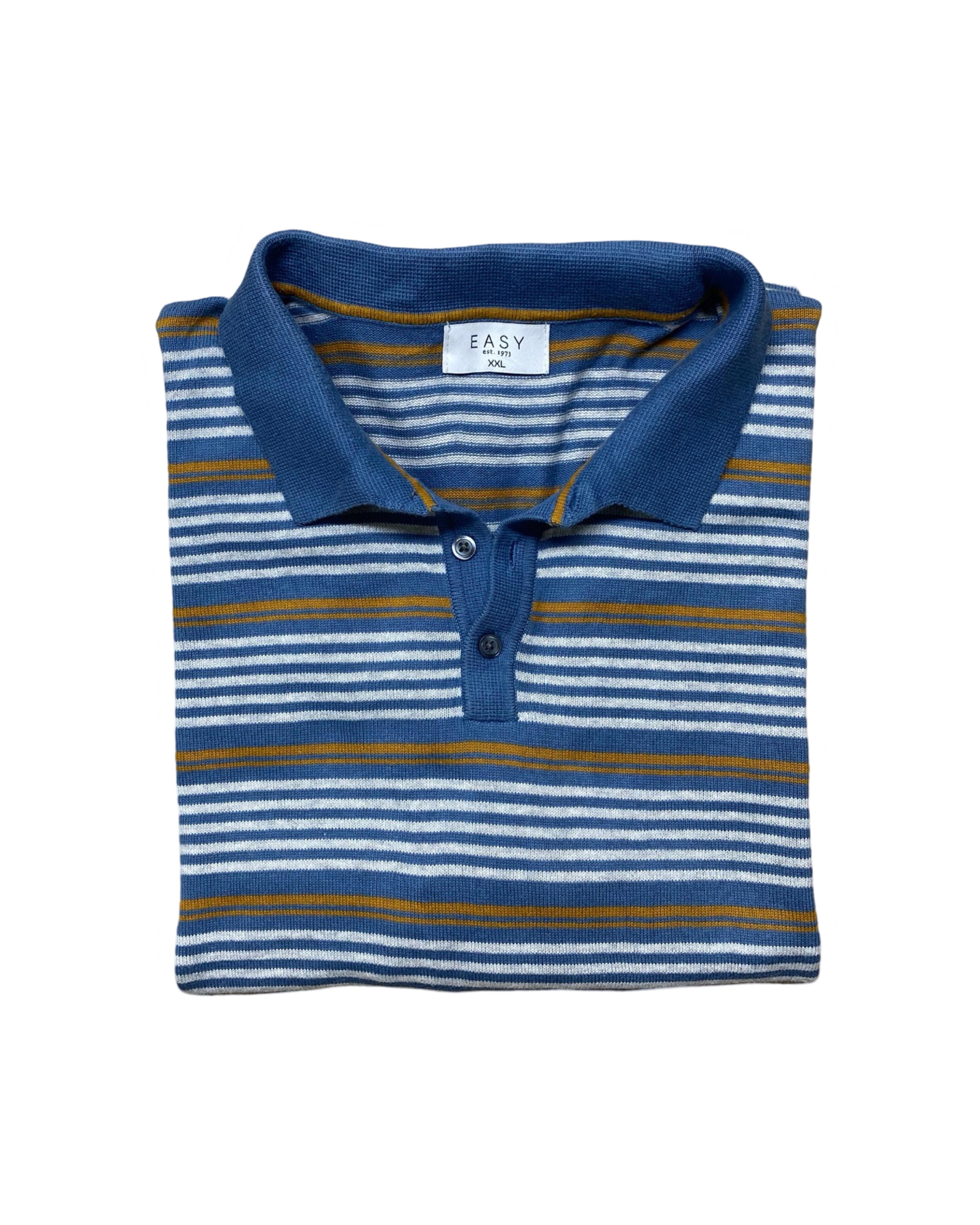 Easy Multicolor Striped Knitted Polo Shirt | XXL | Chest 25.5”