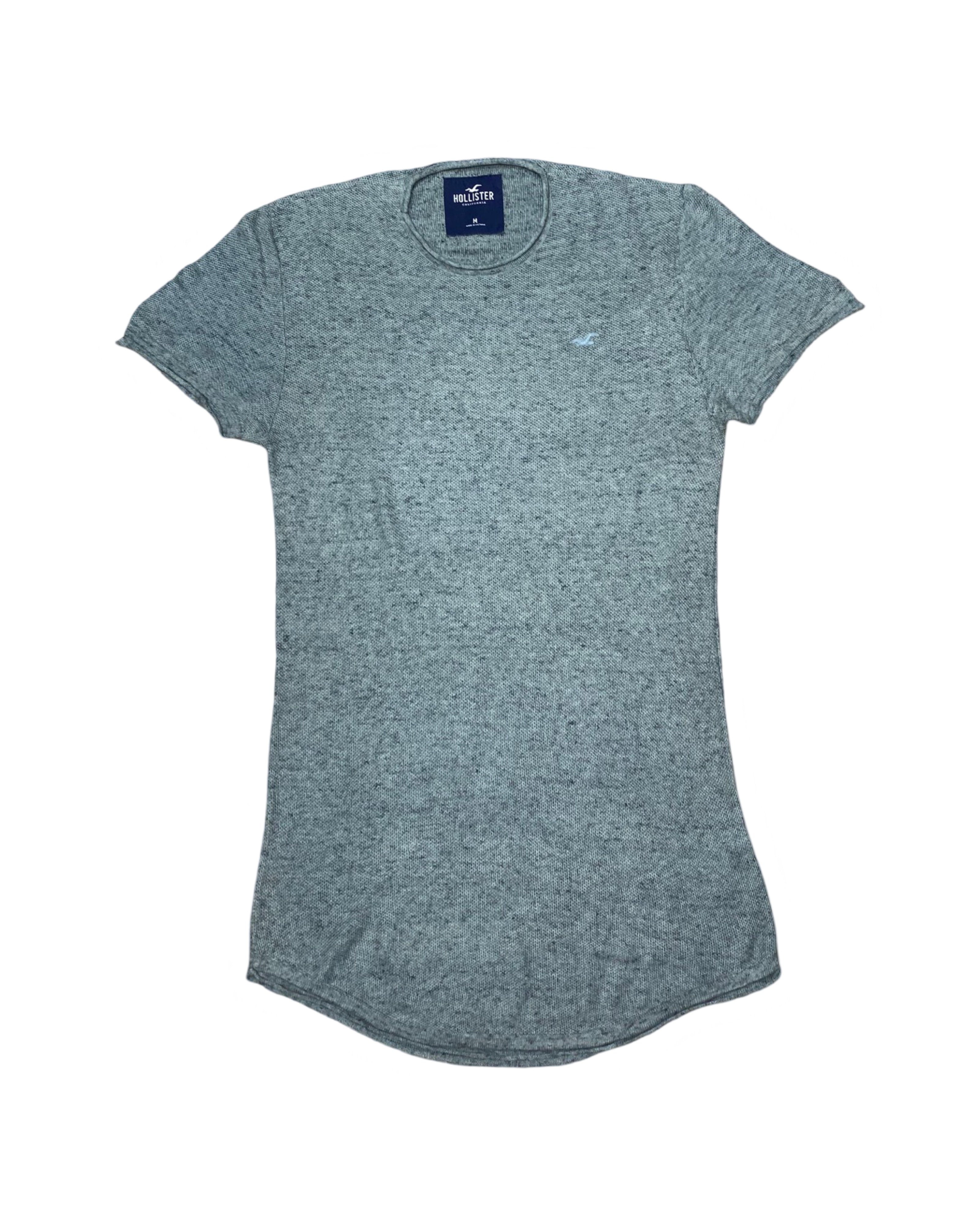 Hollister Heathered Knit Curved-Hem Tee | Medium | Chest 19.5”