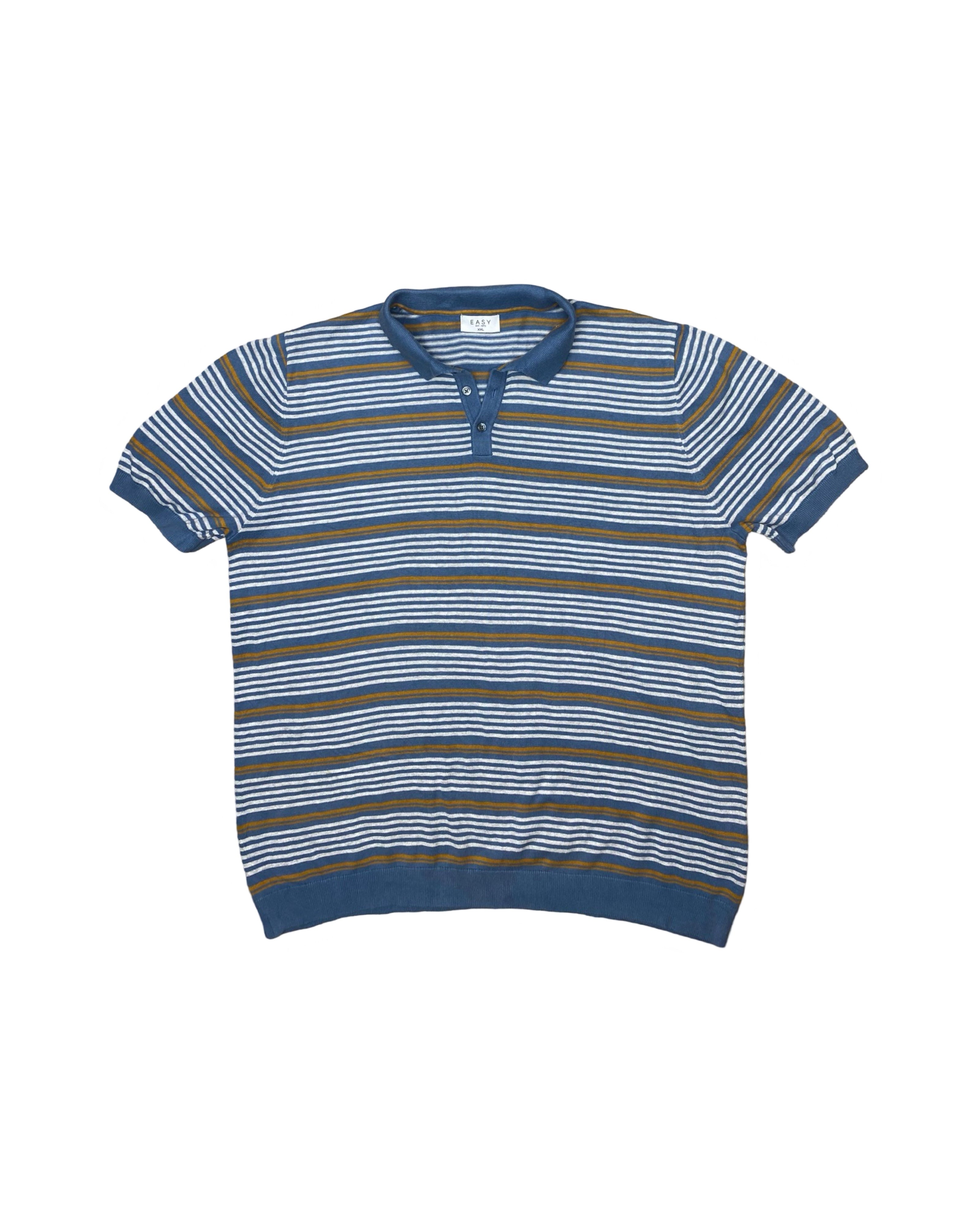 Easy Multicolor Striped Knitted Polo Shirt | XXL | Chest 25.5”