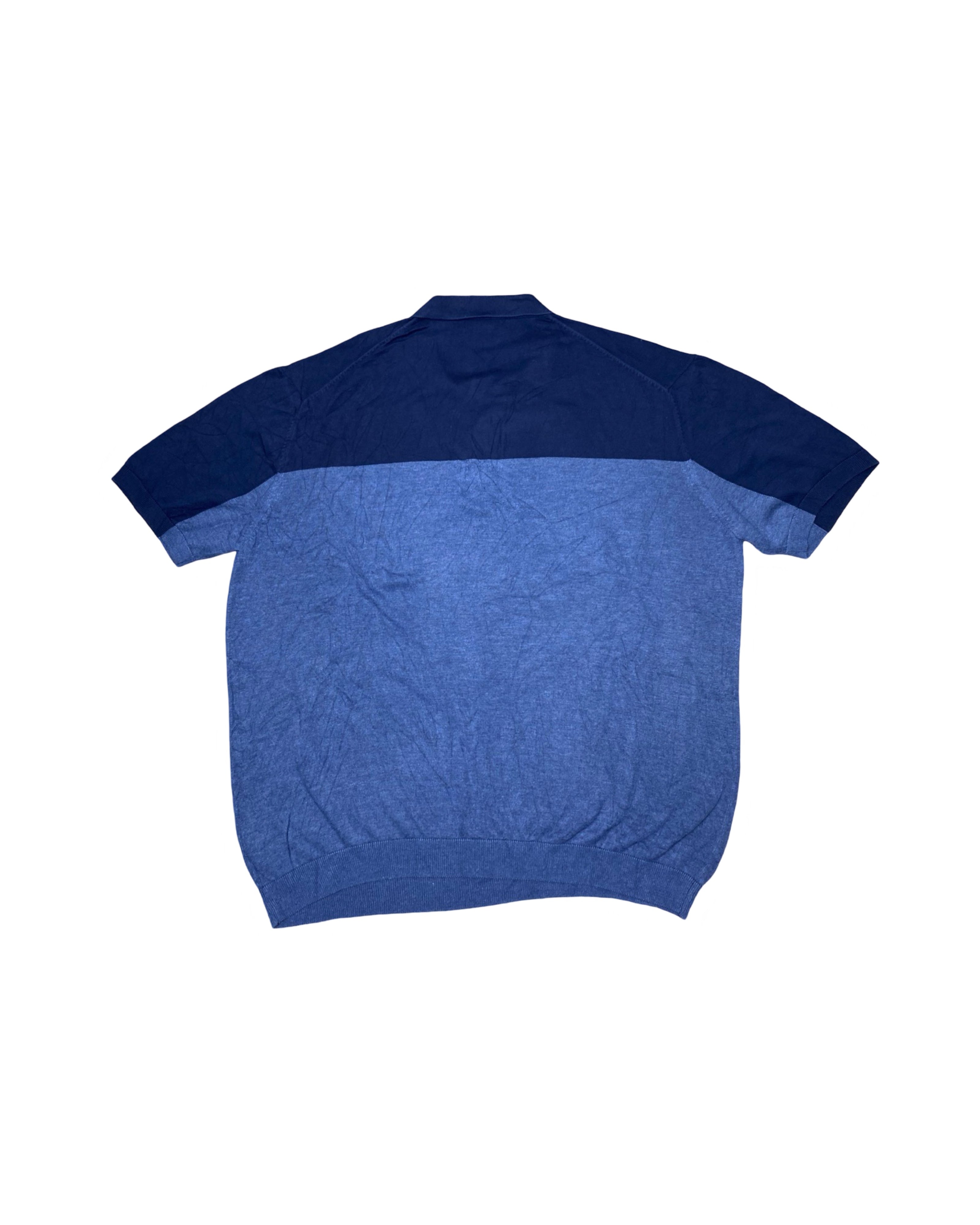 TU Man Navy & Blue Panel Knit Polo Shirt | 3XL | Chest 27.5”