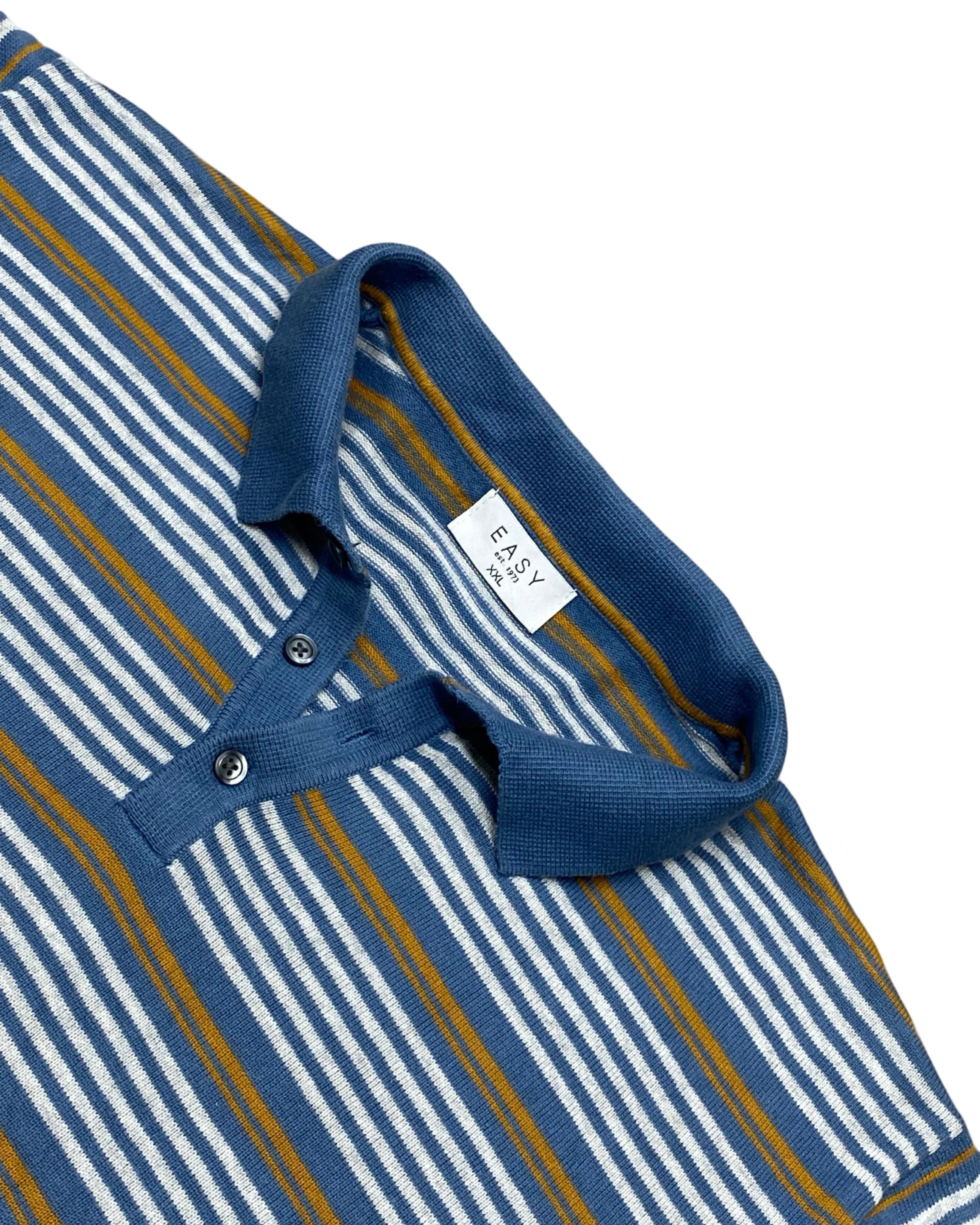 Easy Multicolor Striped Knitted Polo Shirt | XXL | Chest 25.5”