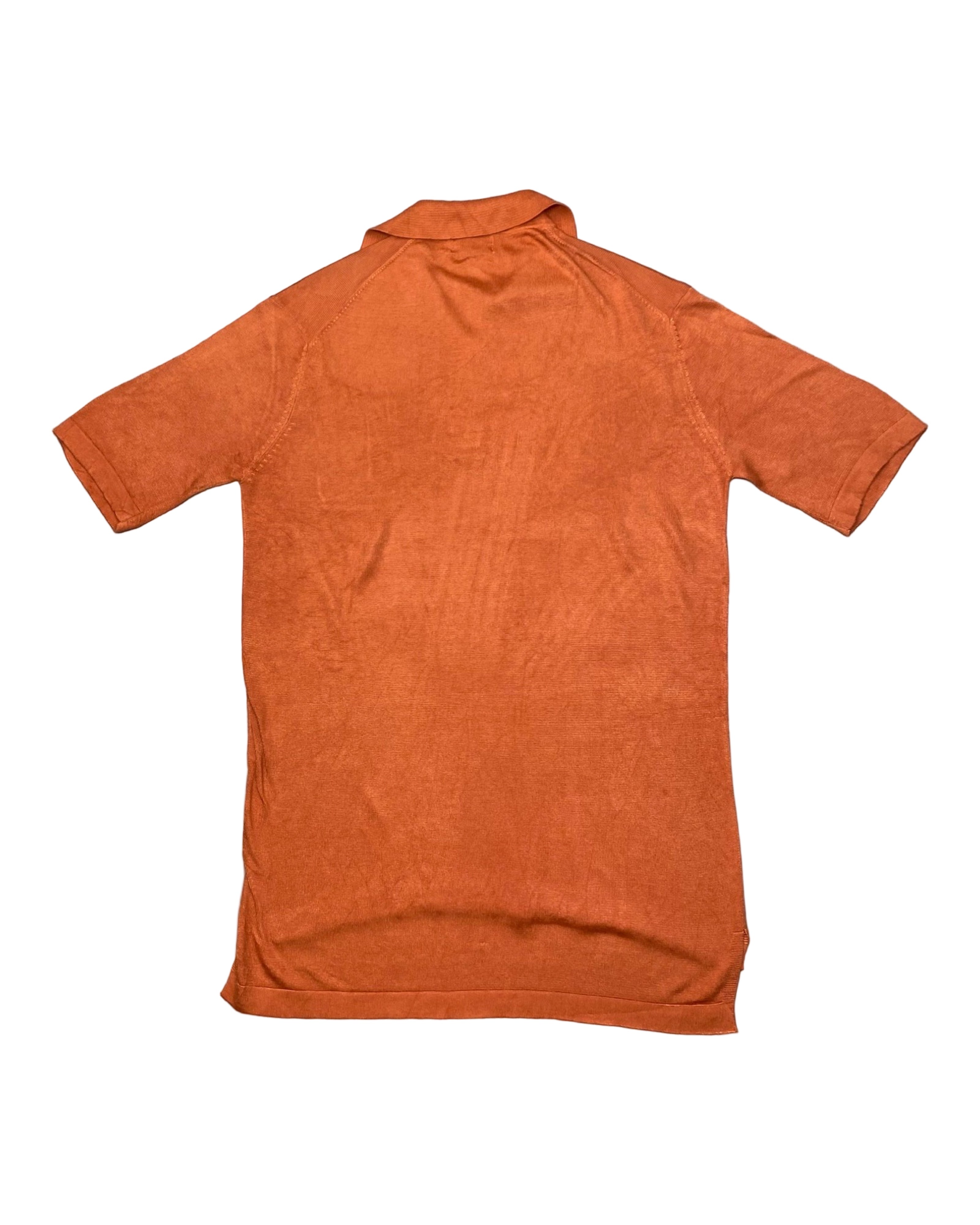 St. George Rust Orange Knit Polo Shirt | Medium | Chest 21.5”