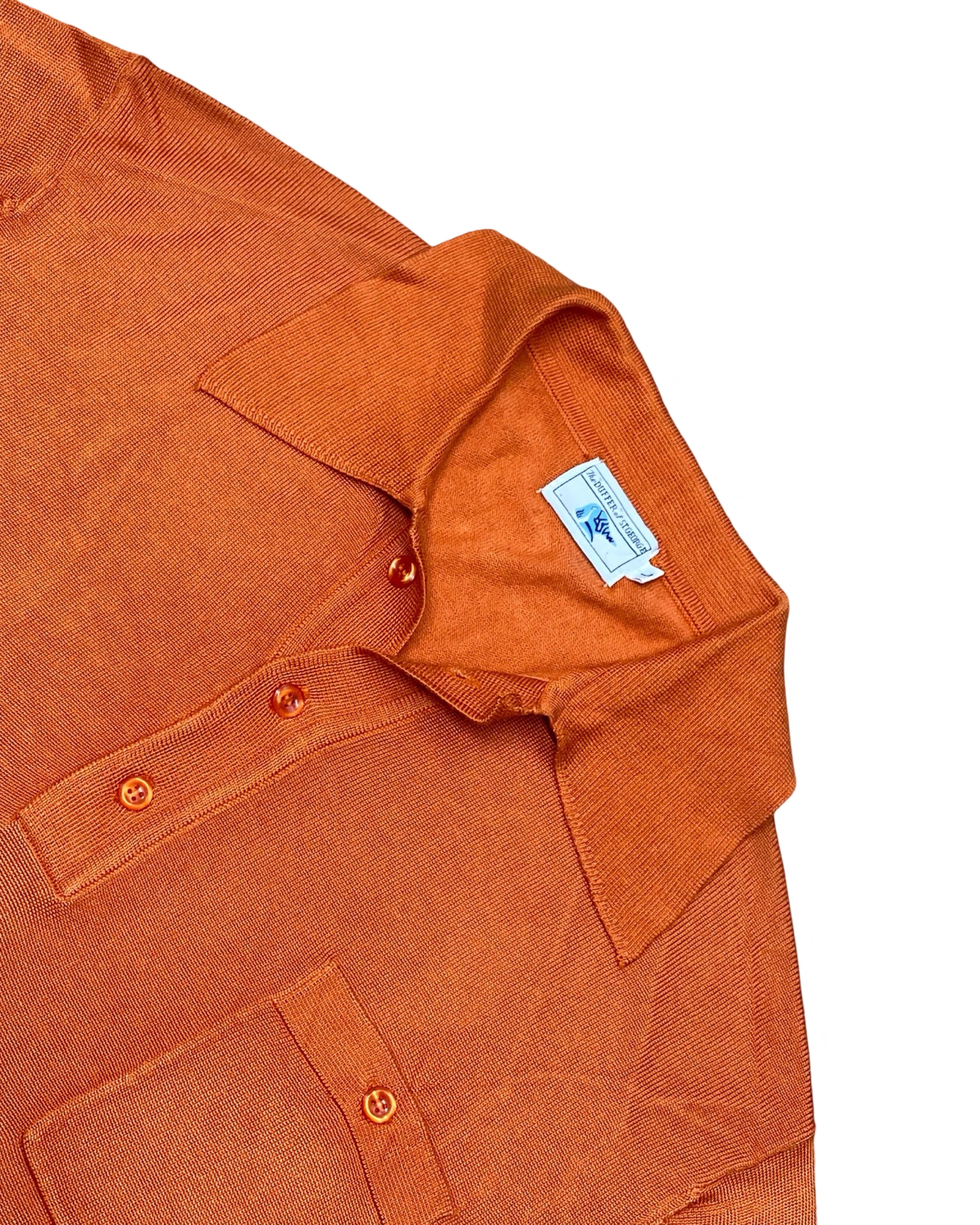 St. George Rust Orange Knit Polo Shirt | Medium | Chest 21.5”