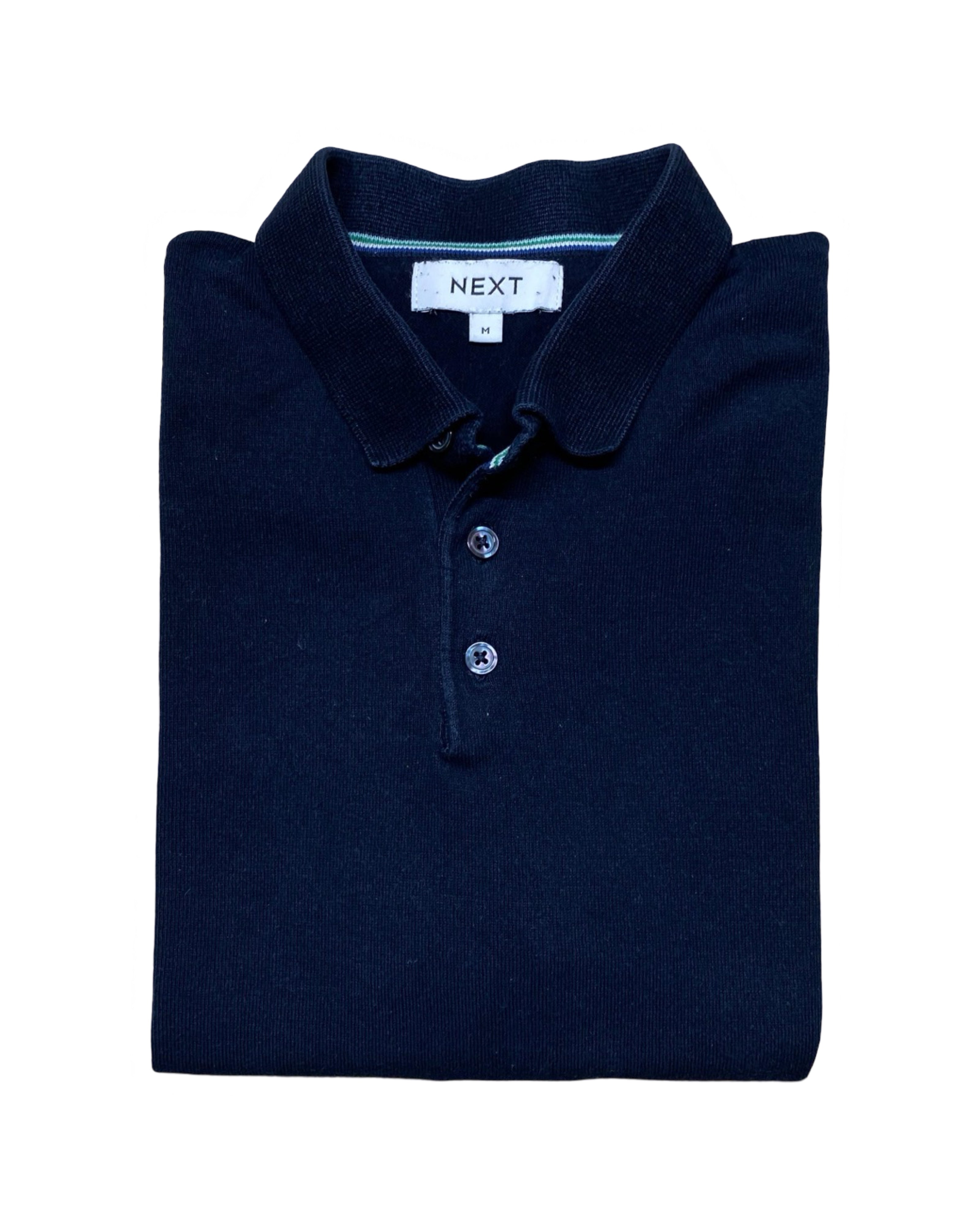 Next Navy Blue Knit Polo Shirt | Medium | Chest 20.5”