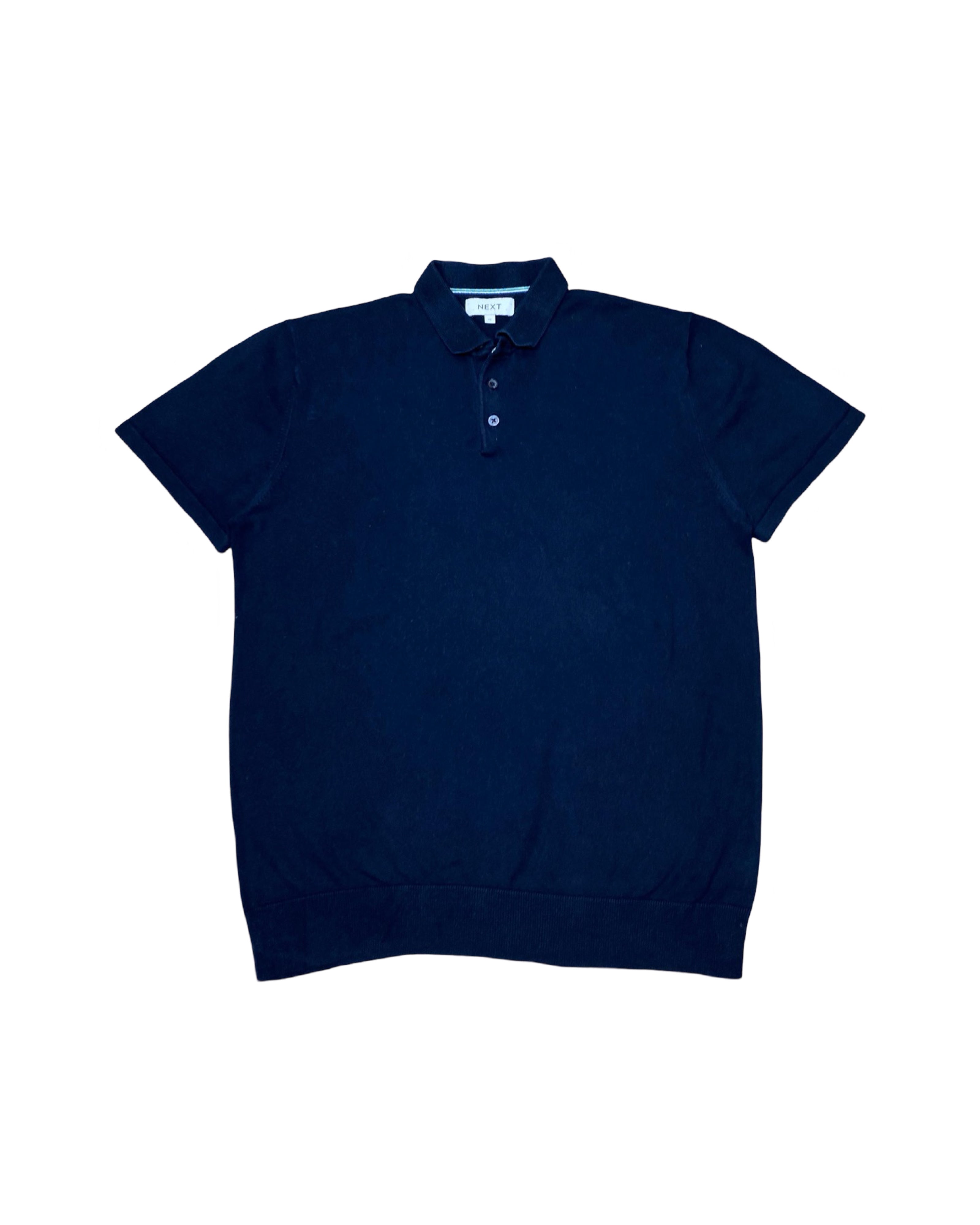 Next Navy Blue Knit Polo Shirt | Medium | Chest 20.5”