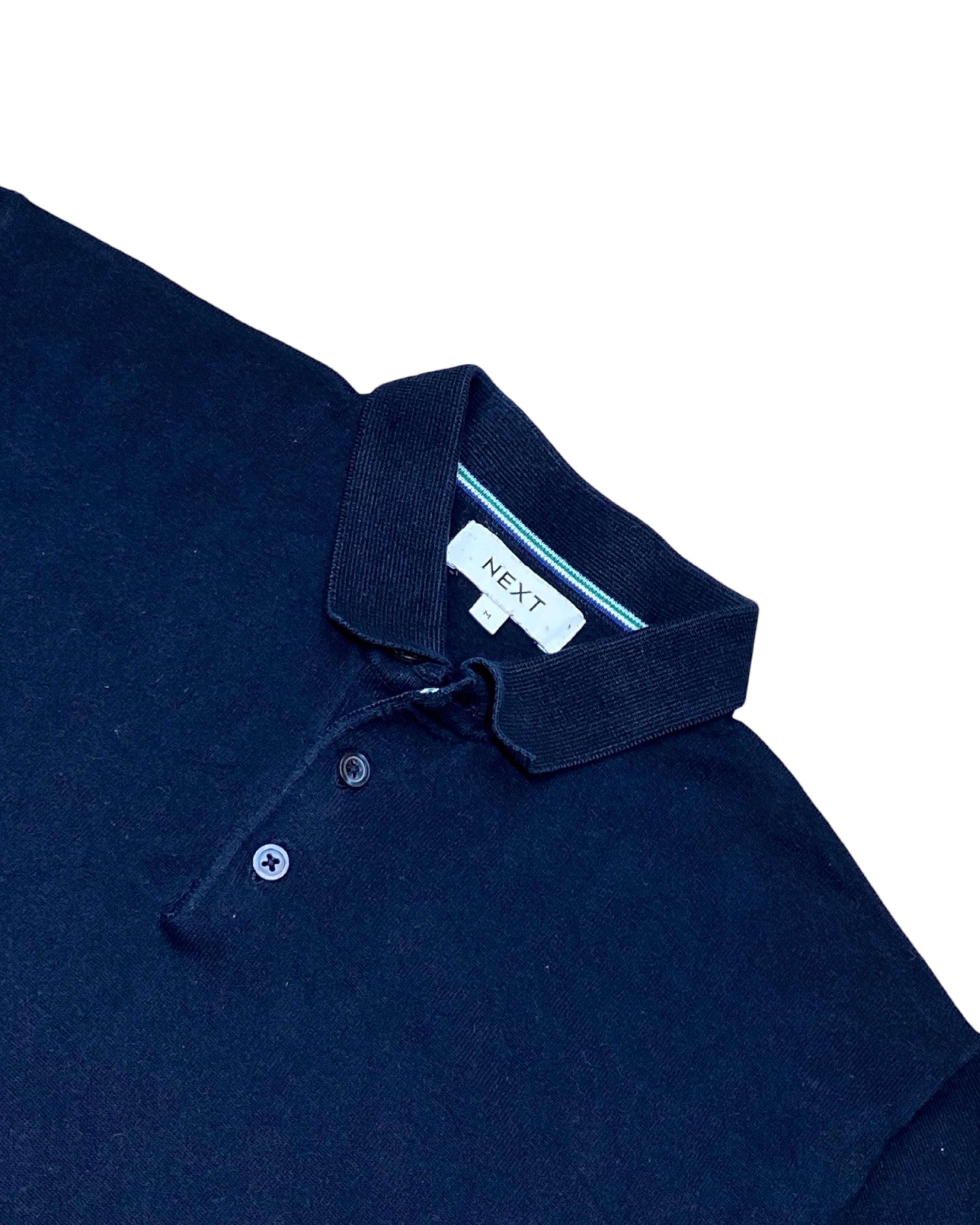 Next Navy Blue Knit Polo Shirt | Medium | Chest 20.5”