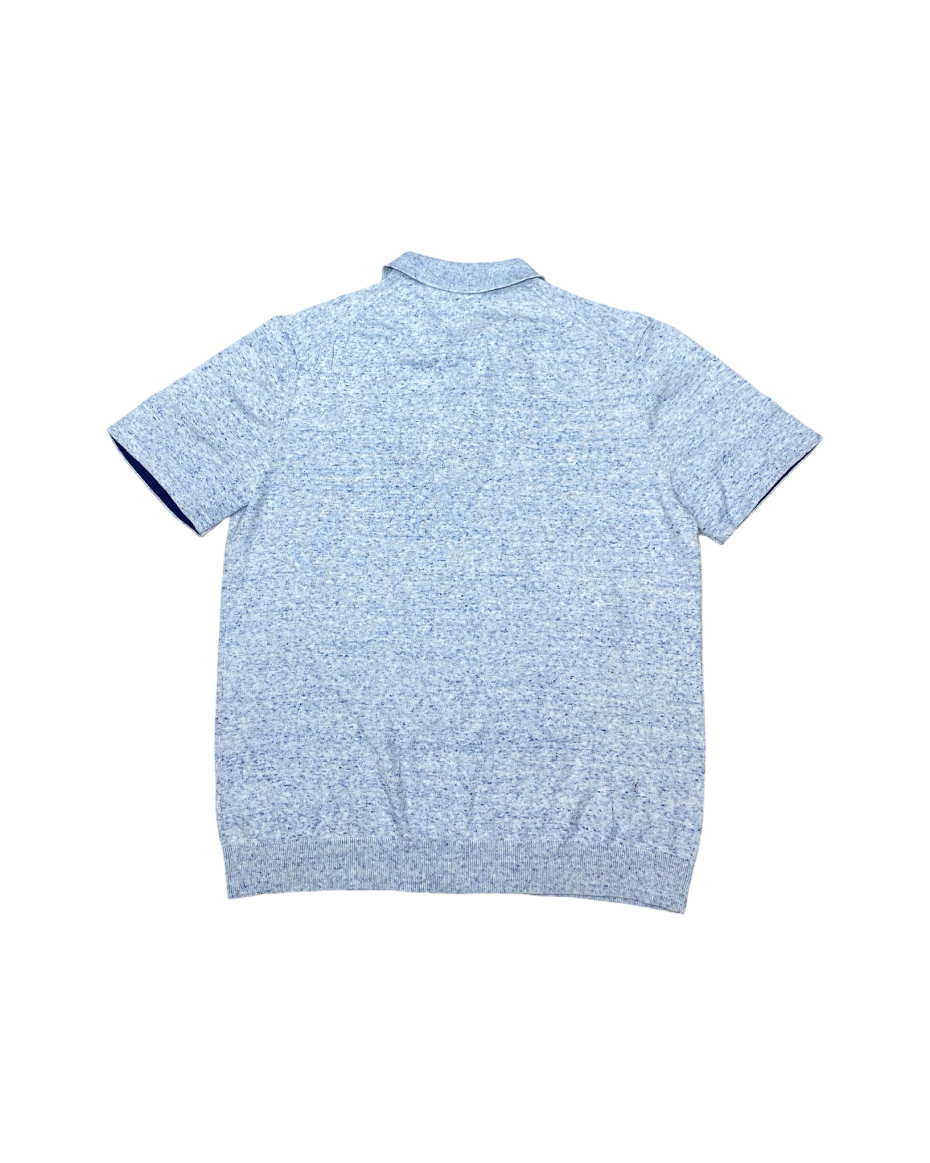 M&S Speckled Blue Knit Polo Shirt | Large | Chest 22”