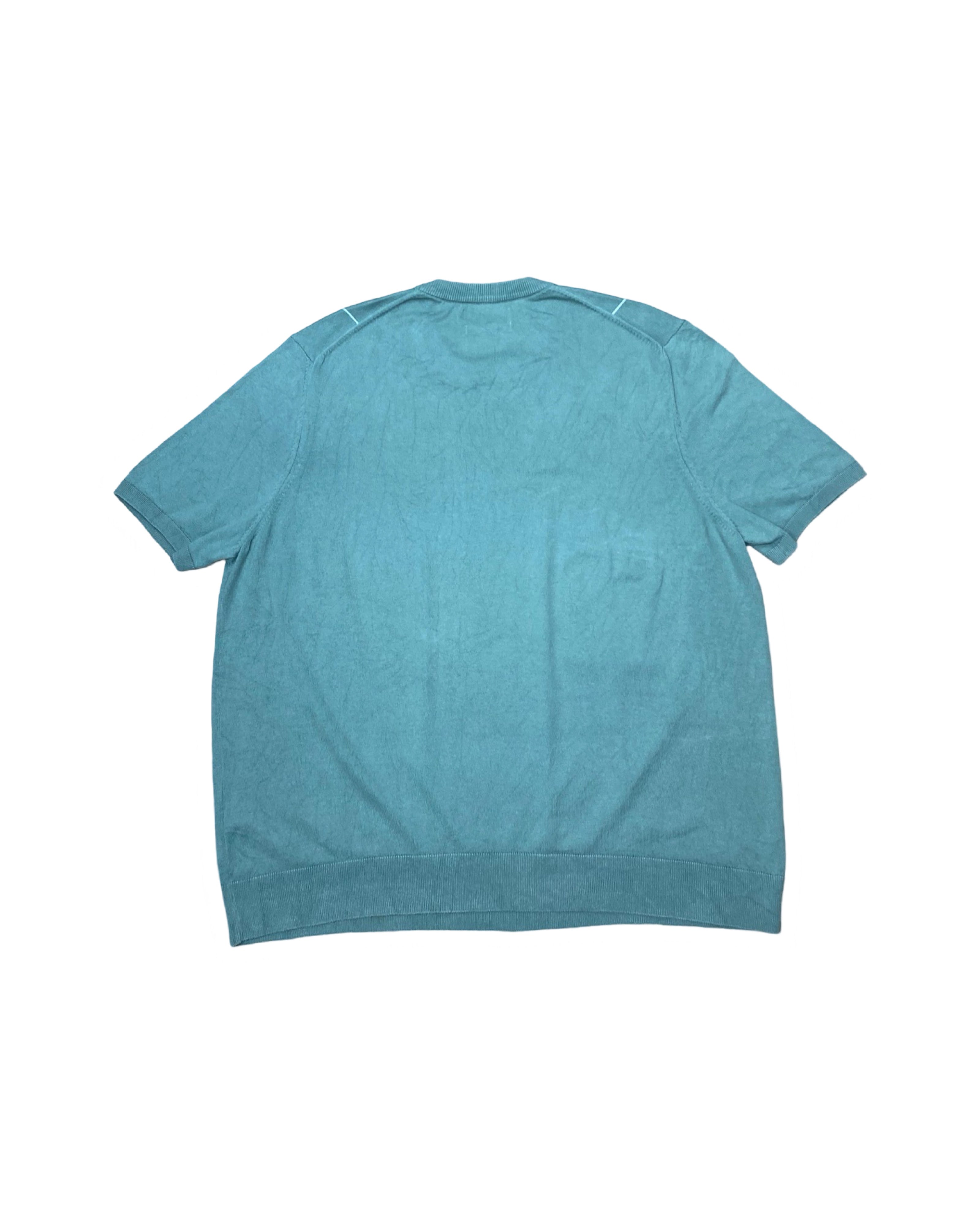 M&S Teal Blue Vertical Stripe Knit Shirt | XXL | Chest 25”