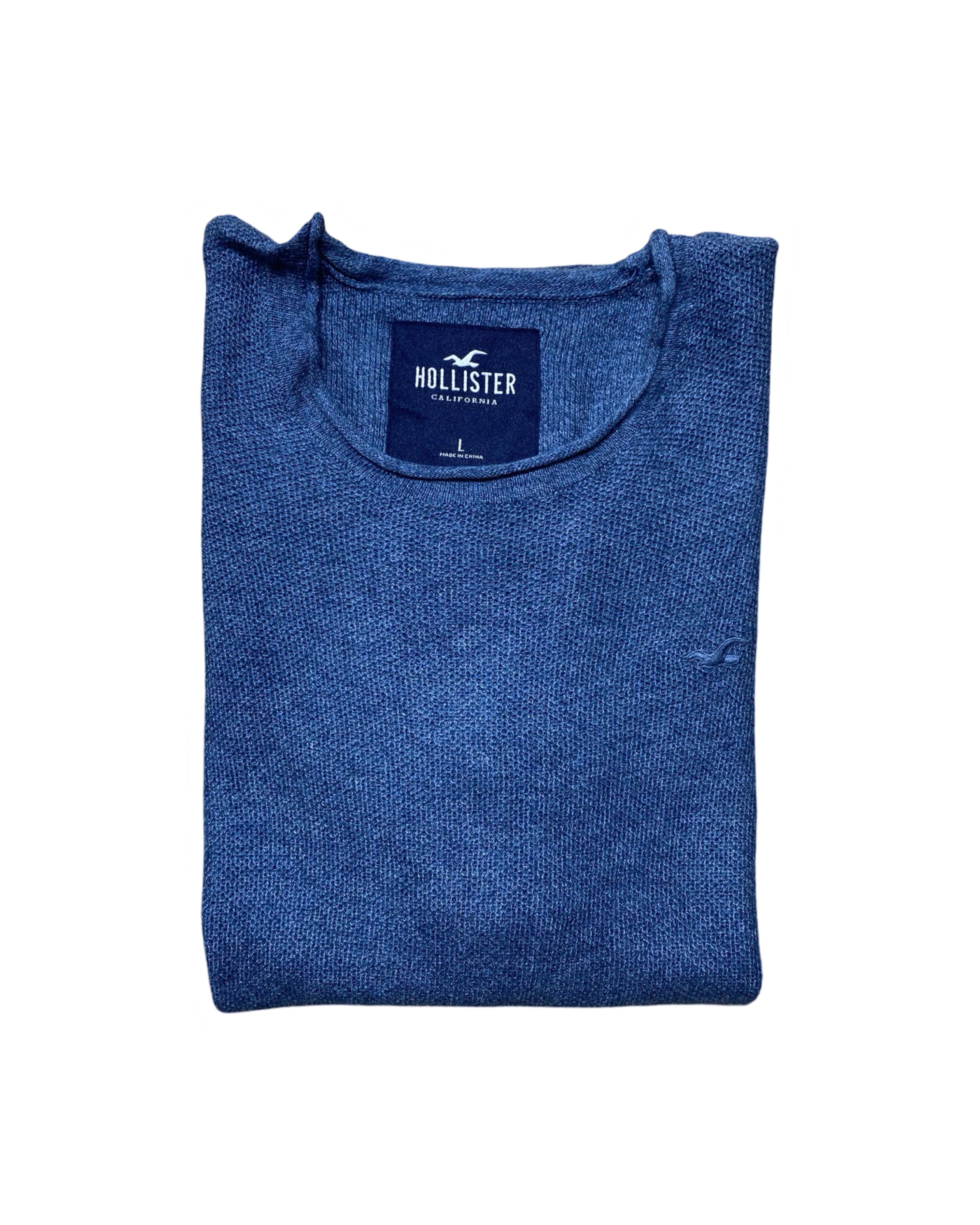 Hollister Blue Textured Knit Tee | Medium | Chest 19.5”