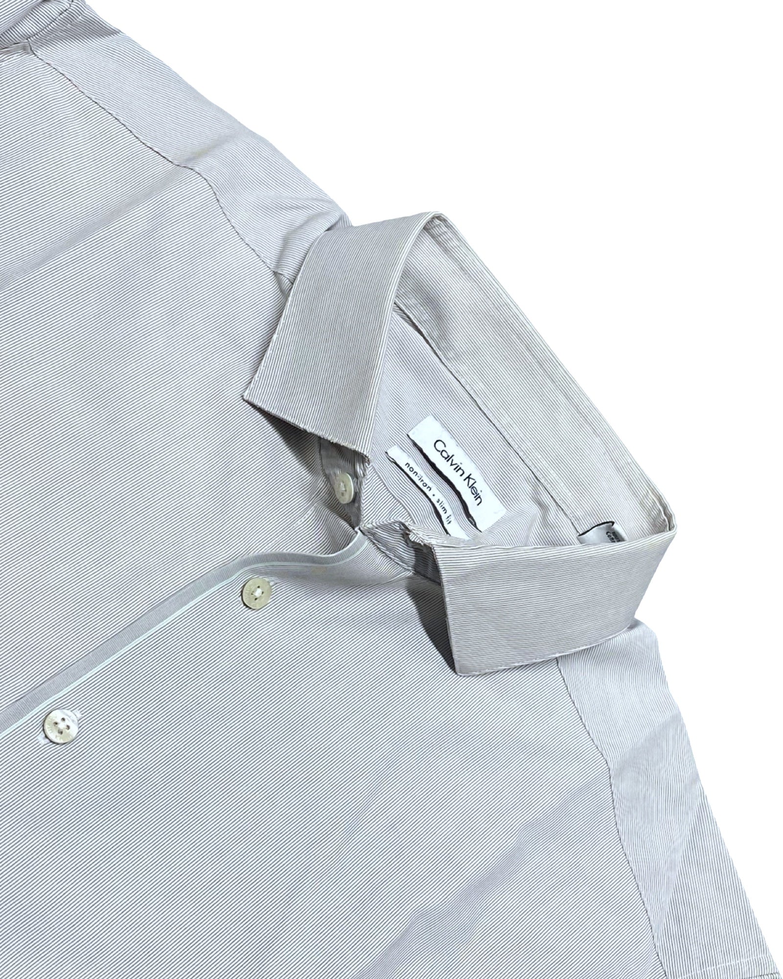Calvin Klein Gray Pinstripe Slim Fit Shirt | Chest 22.5” | Medium