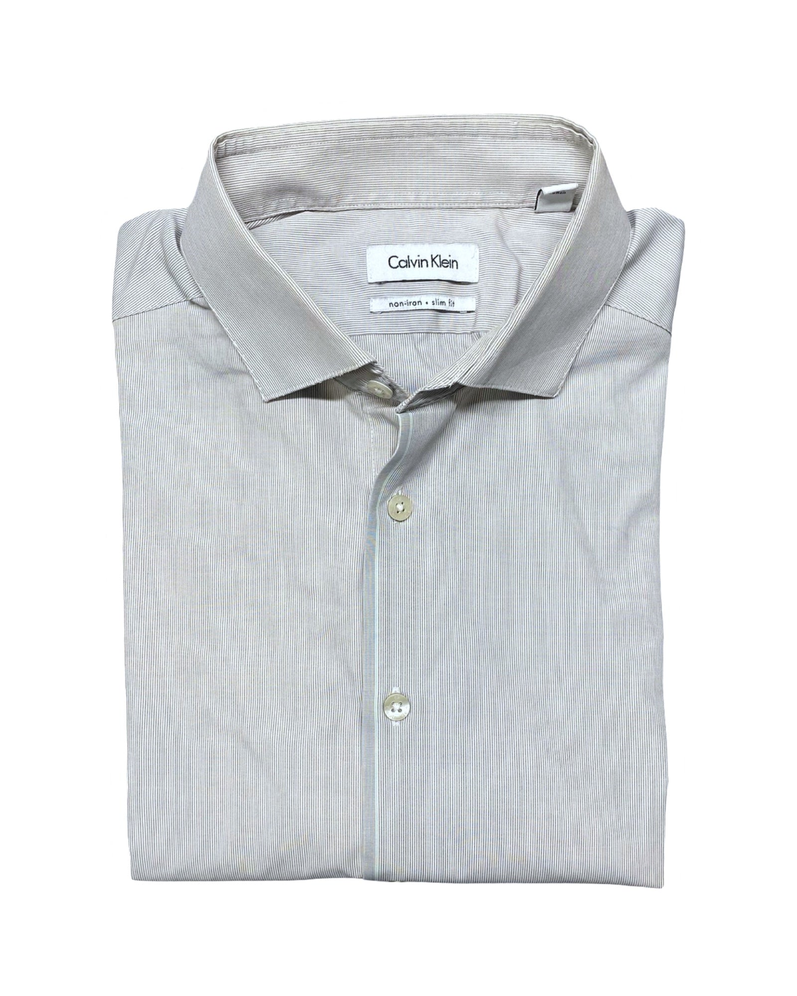 Calvin Klein Gray Pinstripe Slim Fit Shirt | Chest 22.5” | Medium